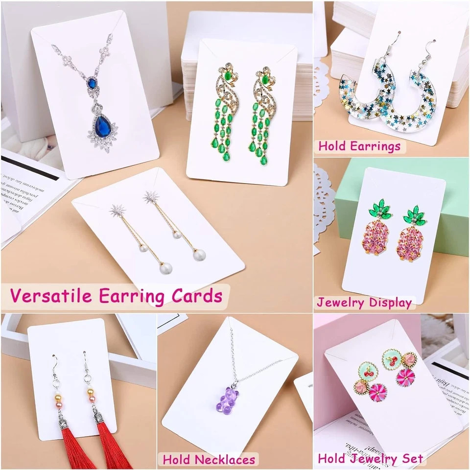 White Earring Packaging Kit – 400 Pcs with Display Cards, Self-Sealing Bags, Ear