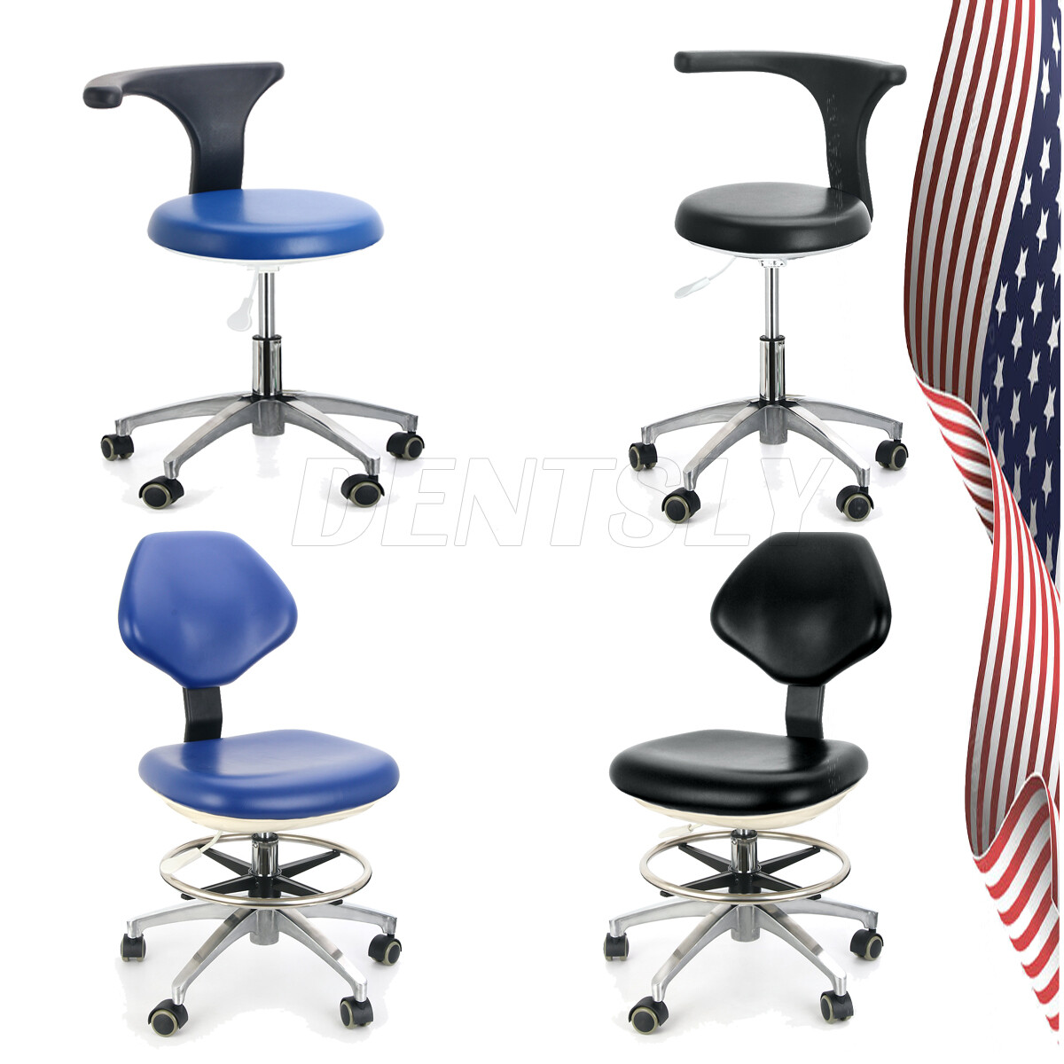 Silla taburete de dentista dental hidráulica móvil altura ajustable Laminación