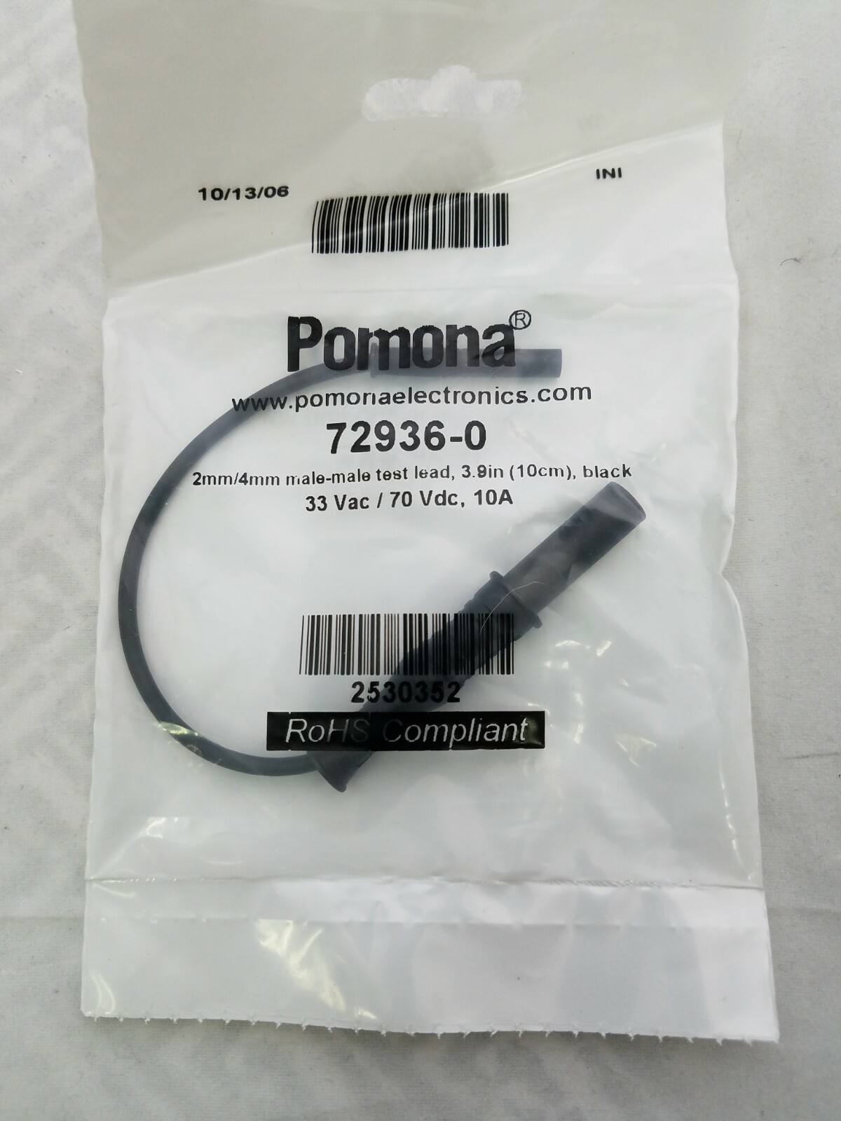 2(LOT) 72936-0, 2mm Shrouded Banana Plug TO 4MM Shrouded Banana Test Lead Adapt