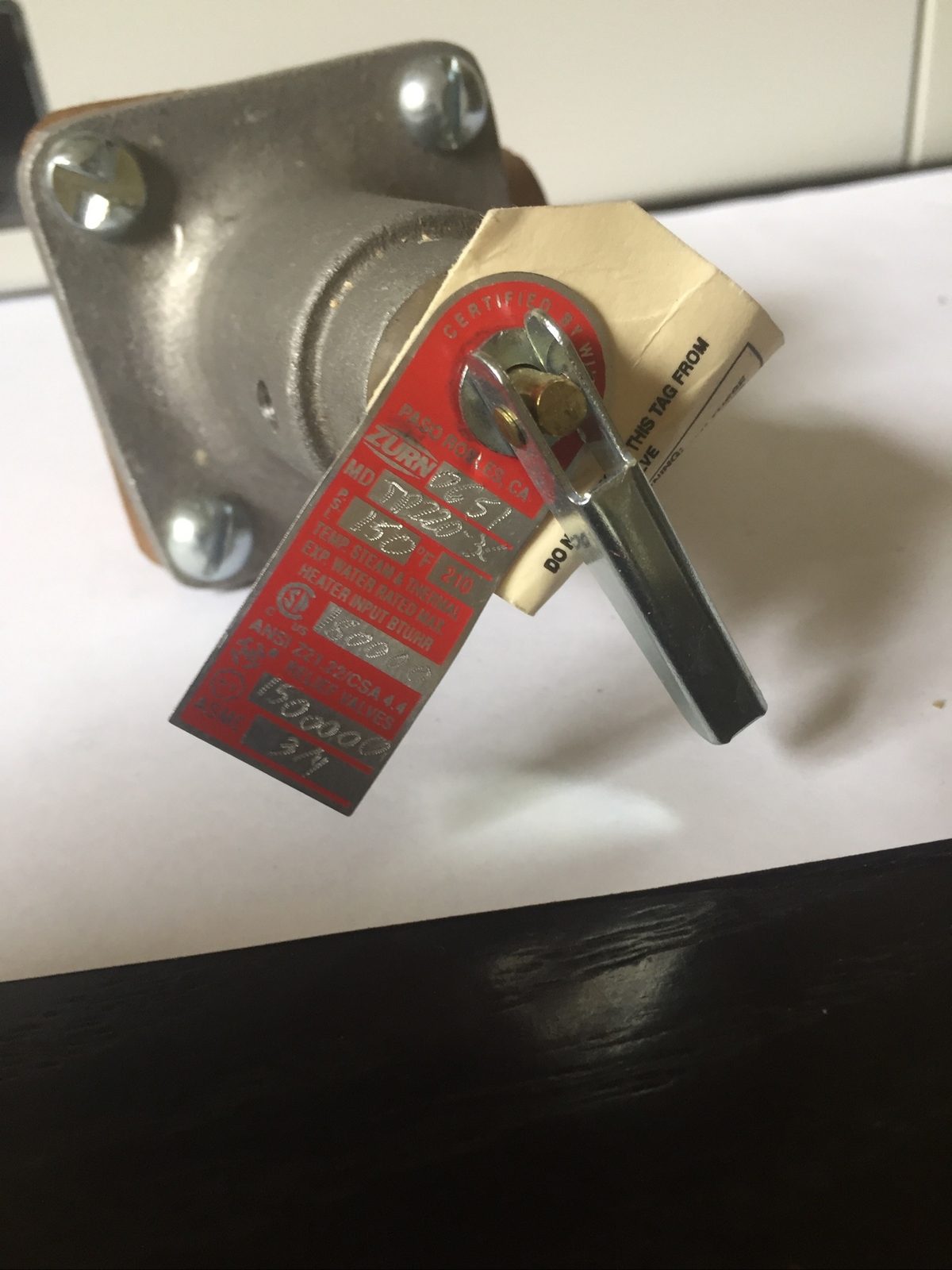 Relief Valve 3/4, Model TP220-3C-150