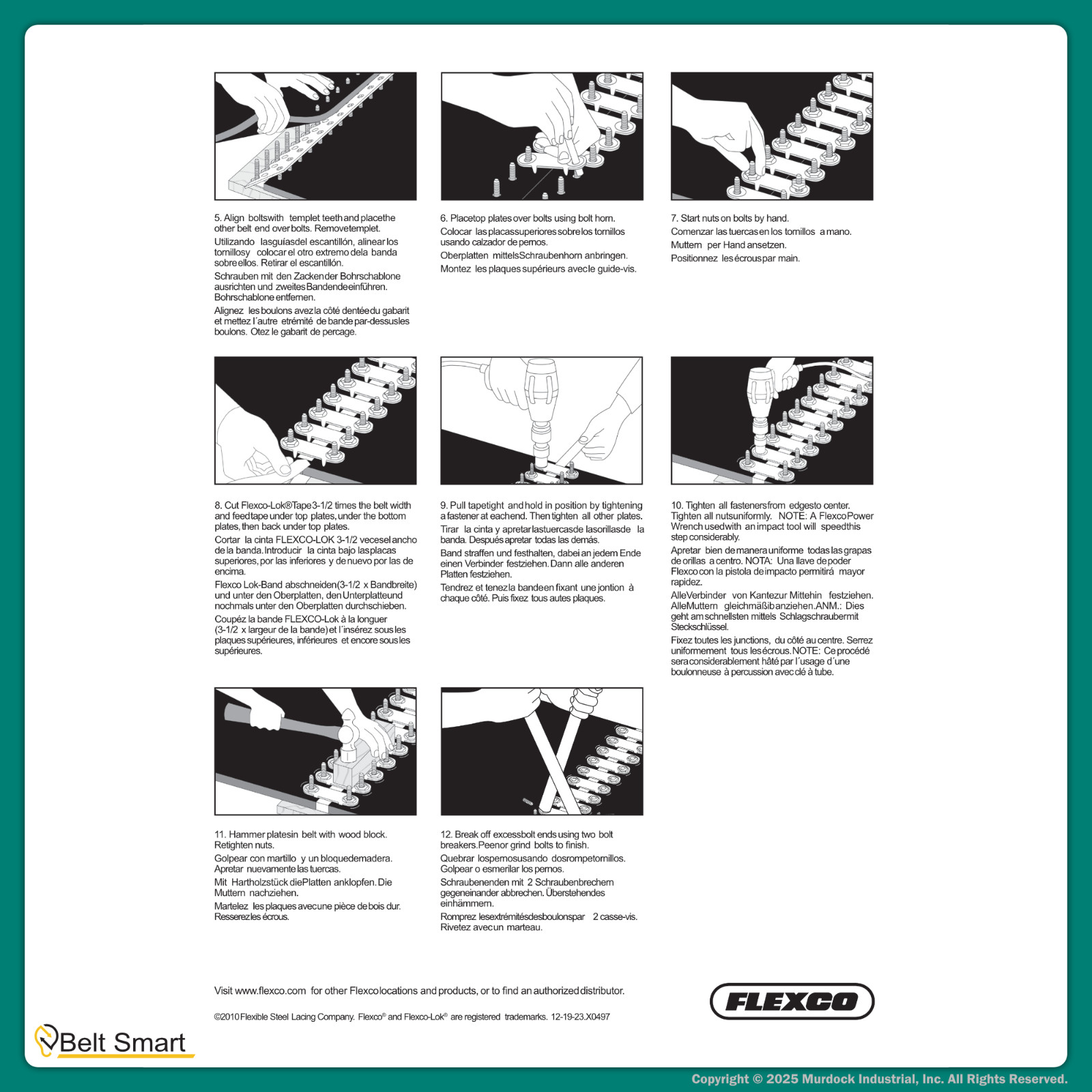 Genuine Flexco 140C Conveyor Belt Fastener #20012 (100 pc) w/ Belt Repair Gauge