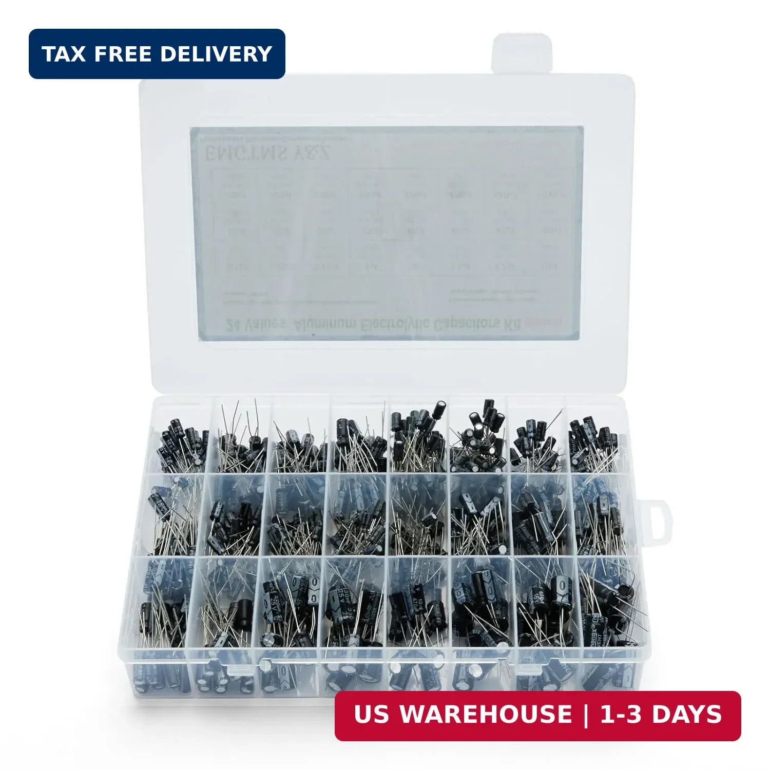 500pcs 24-Value Electrolytic Capacitor Assortment Kit (0.1uF-1000uF) | 10V 16V 2