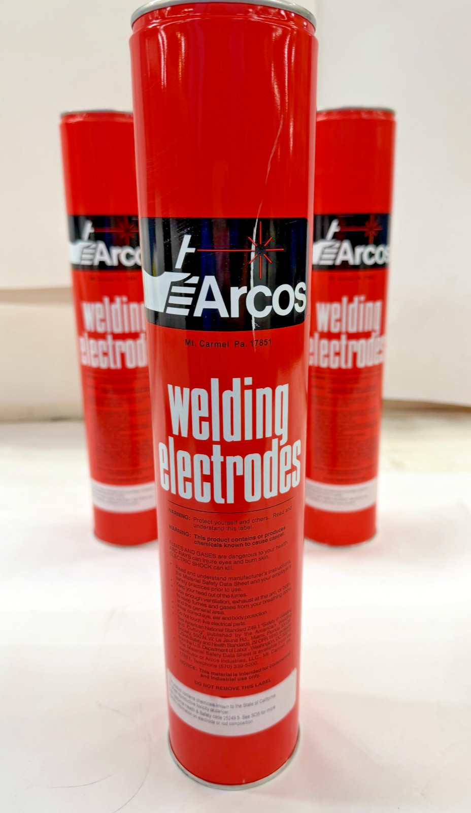 ARCOS WELDING ELECTRODES, 3/16″ X 14″, 10 LB-CANS, (LOT OF 3), P/N: E308LD-6F-1B