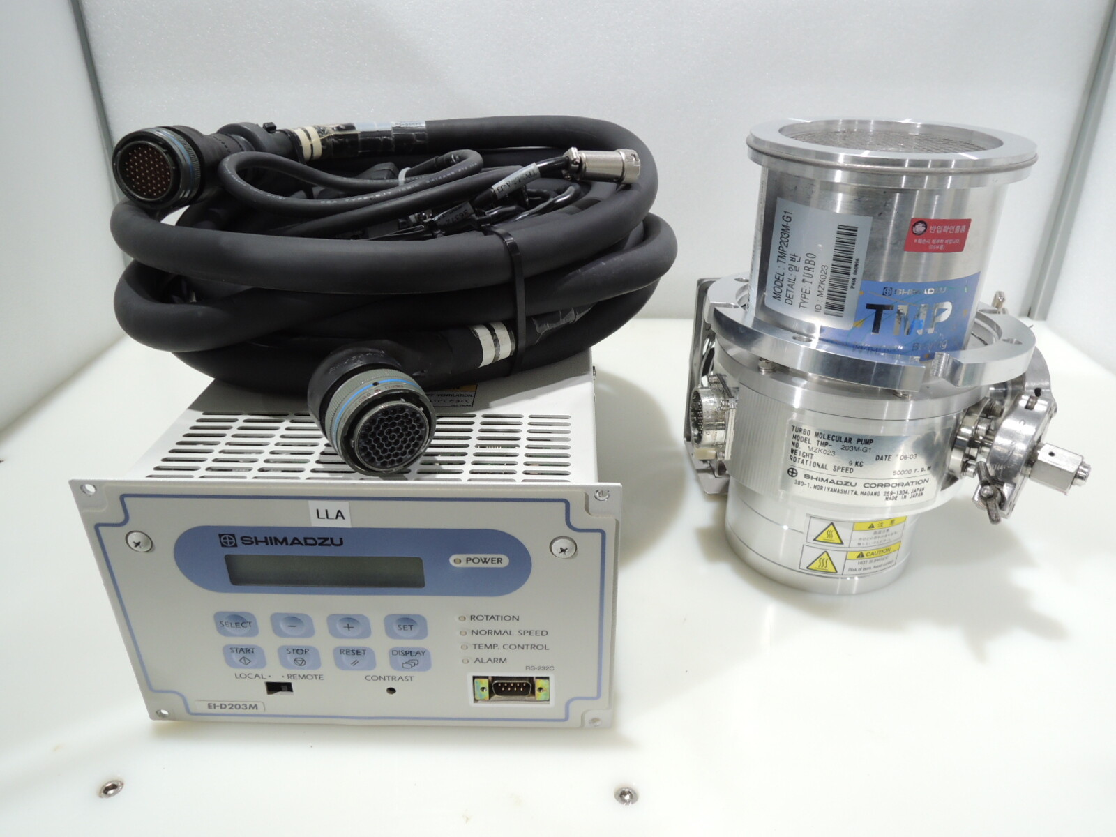 SHIMADZU Turbo Pump TMP-203M-G1 & TMP Power Unit EI-D203M & Cable