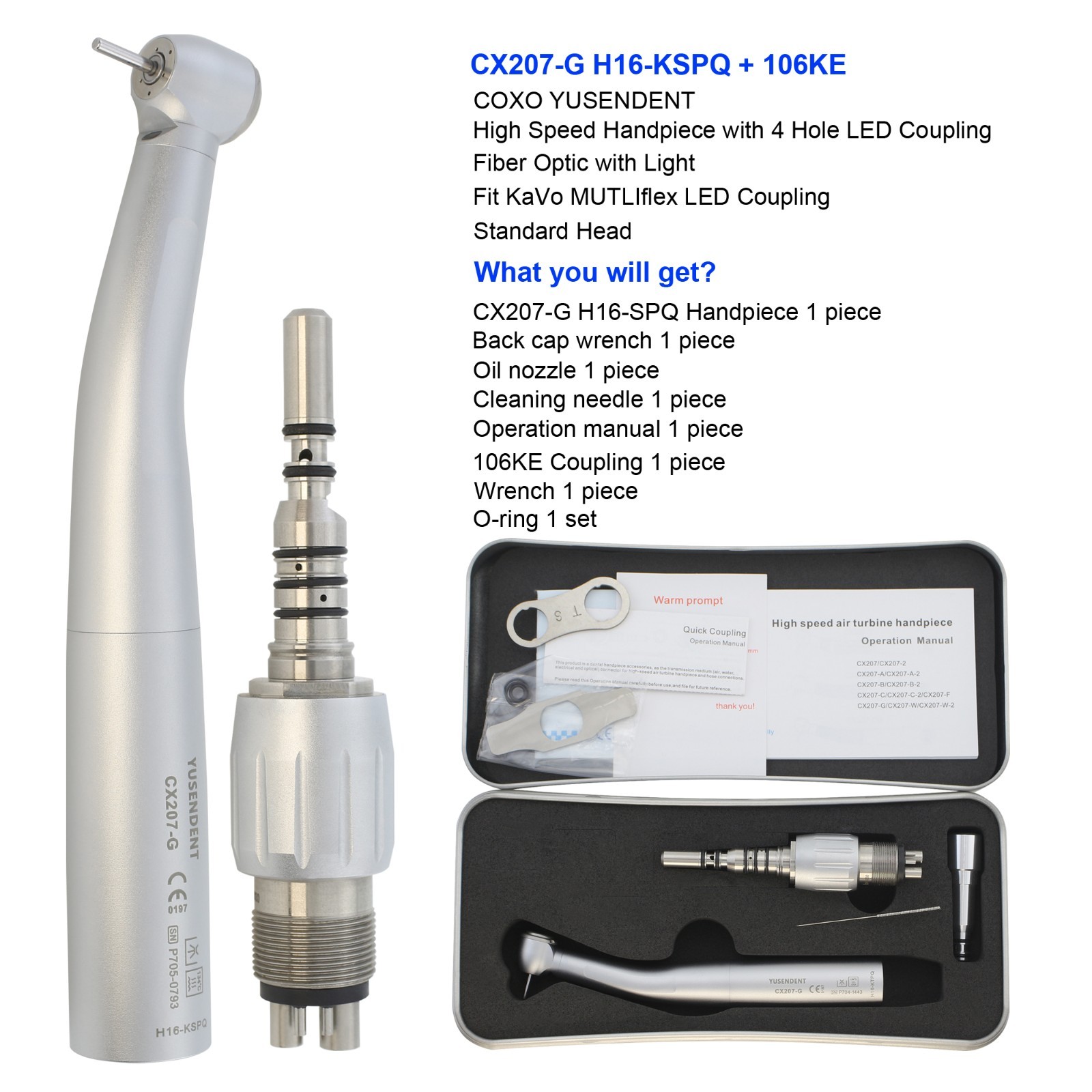 COXO Dental Fiber Optic Handpiece Air Turbine CX207-G KaVo MULTIflex Coupling