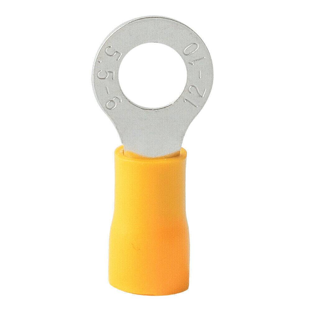 4.0-6.0mm Yellow PVC Terminals Insulated Ring Connector 12-10AWG M5/M6/M8/M10