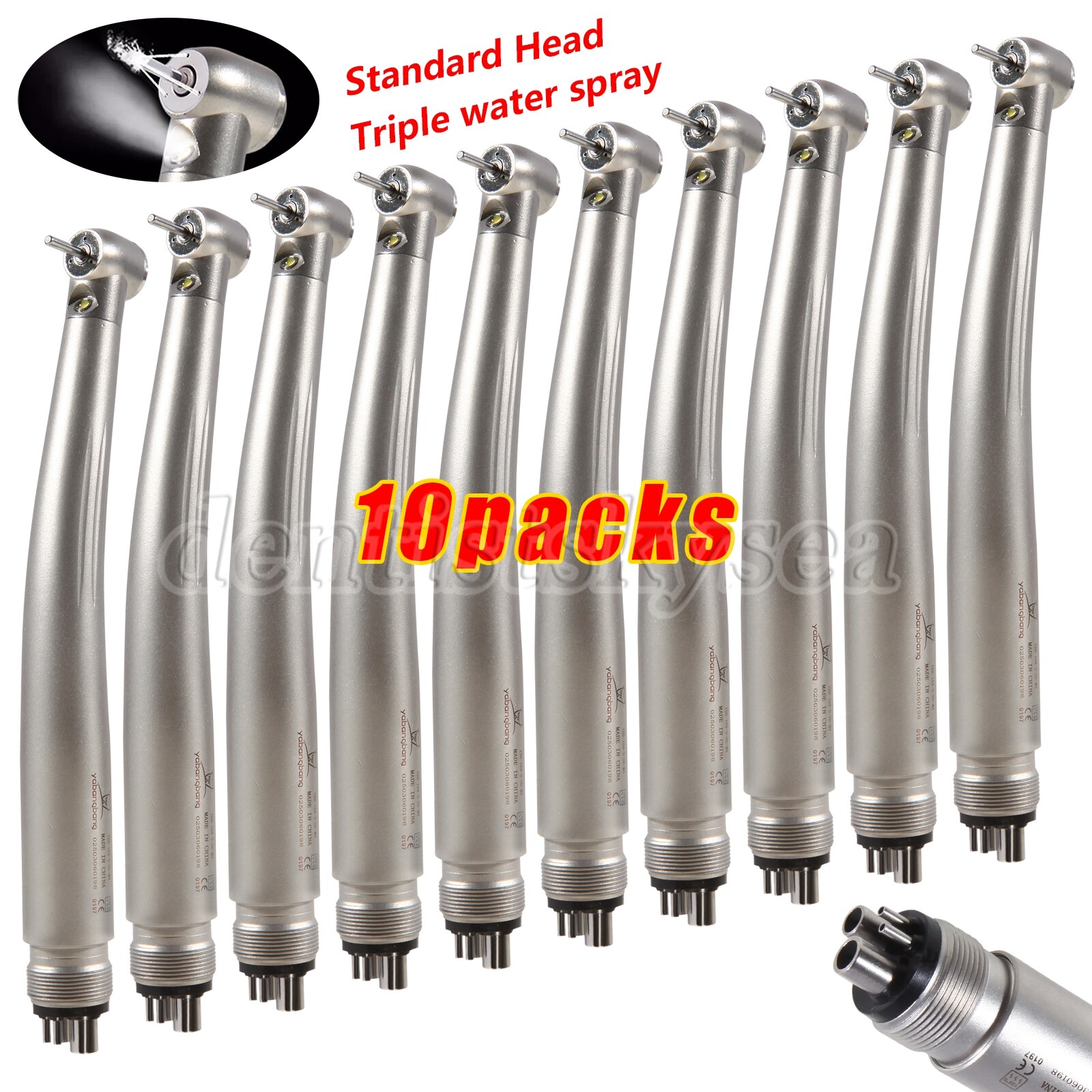 1/5/10 E-generator Dental LED Fiber Optic High Speed Handpiece 4H 3-Water Spray