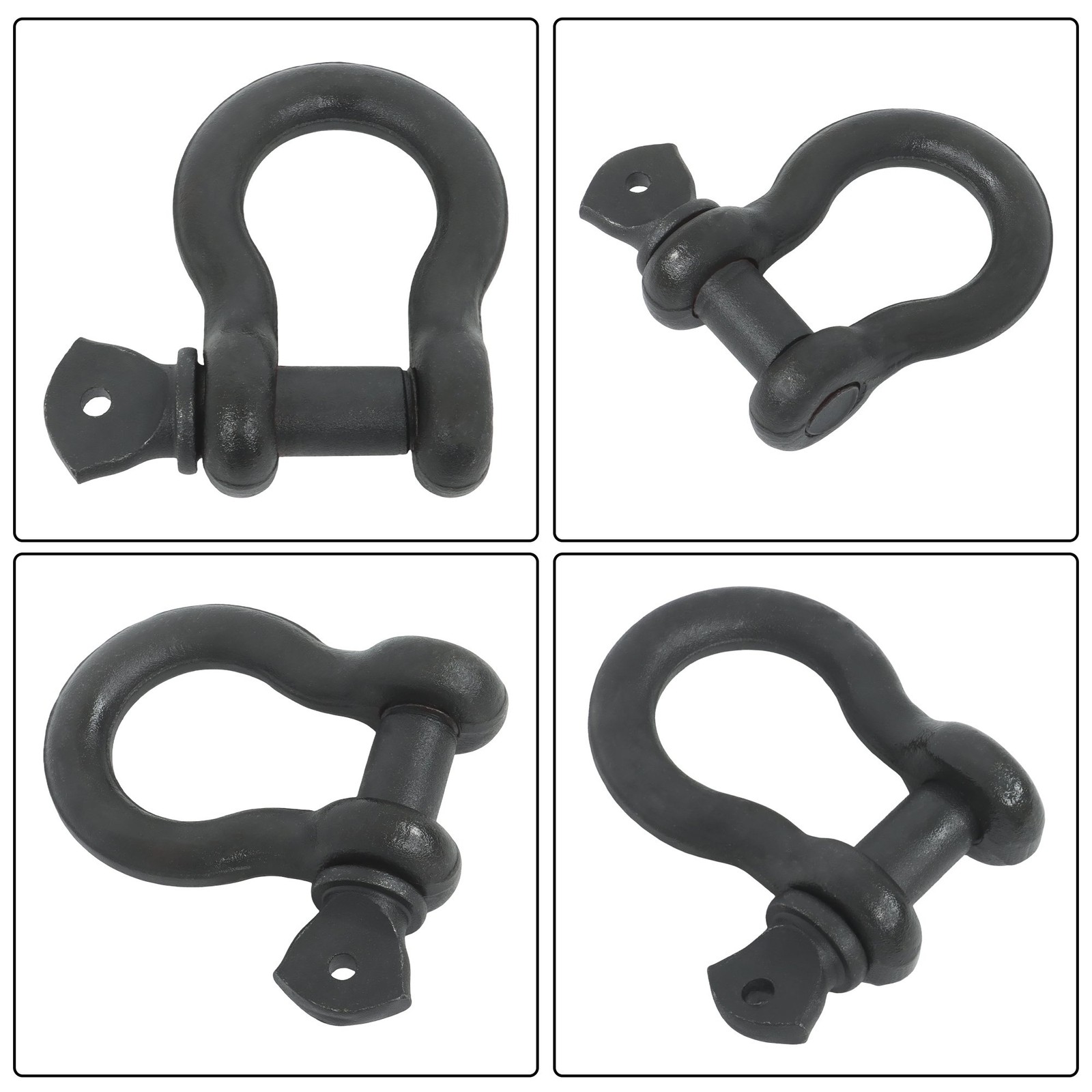 4 Pack 3/4 Inch Bow-Shaped D Ring Shackles 4.75t/10471lbs Working Load Black