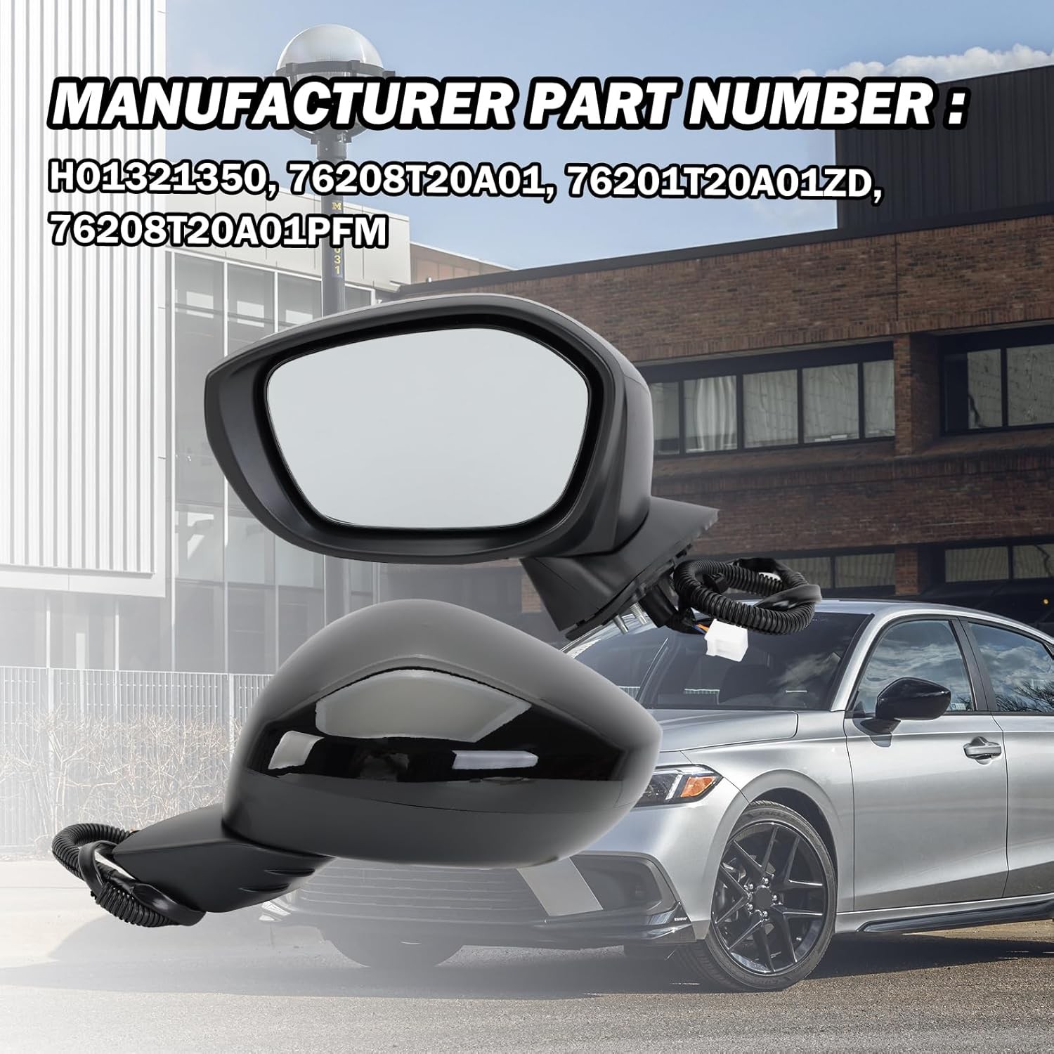 Left Driver Side Mirror Compatible with 2022 2023 2024 2025 Honda Civic Sedan/Ha