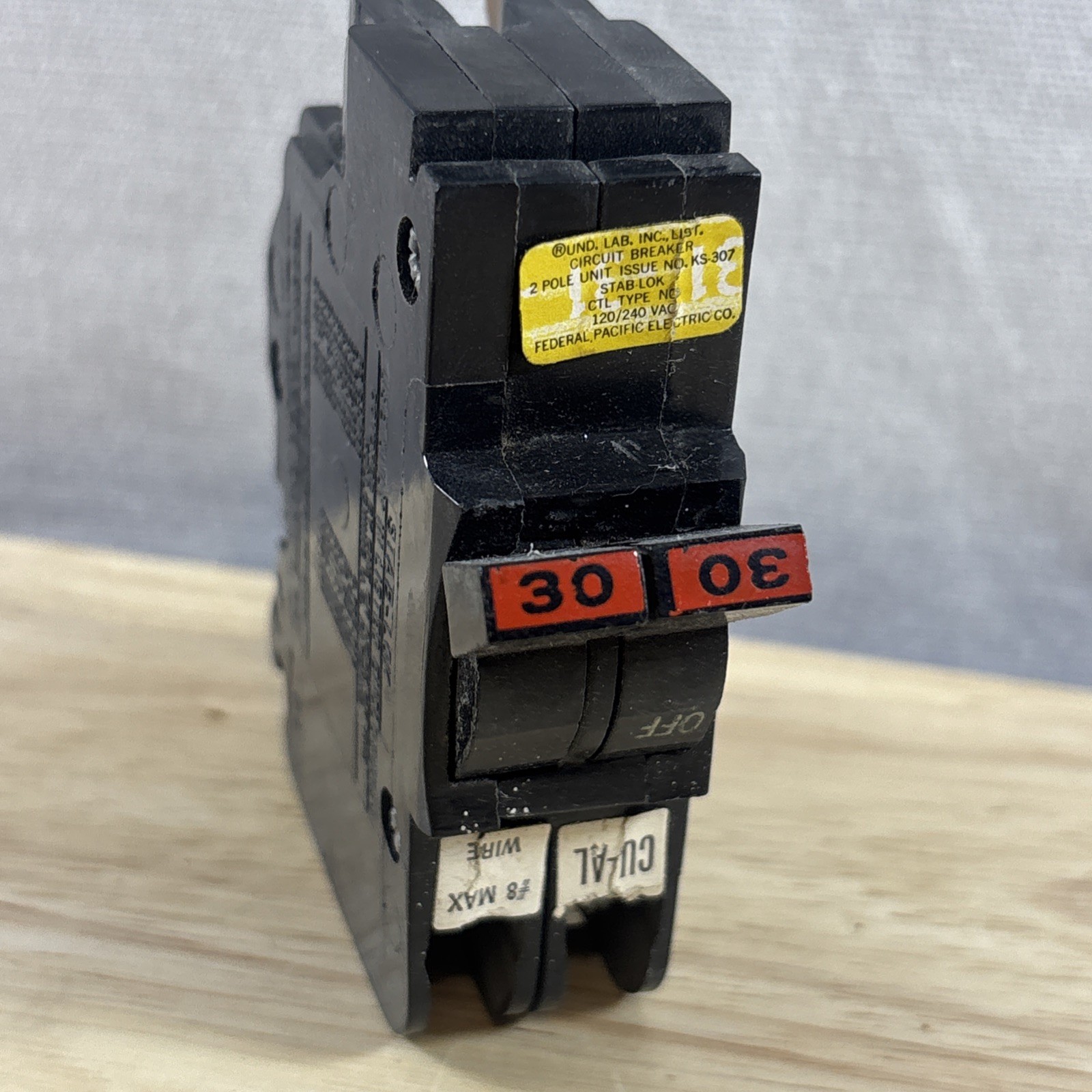 FPE Federal Pacific 30 Amp 2 Pole NC230 Stab-Lok Breaker Mini THIN NC red handle