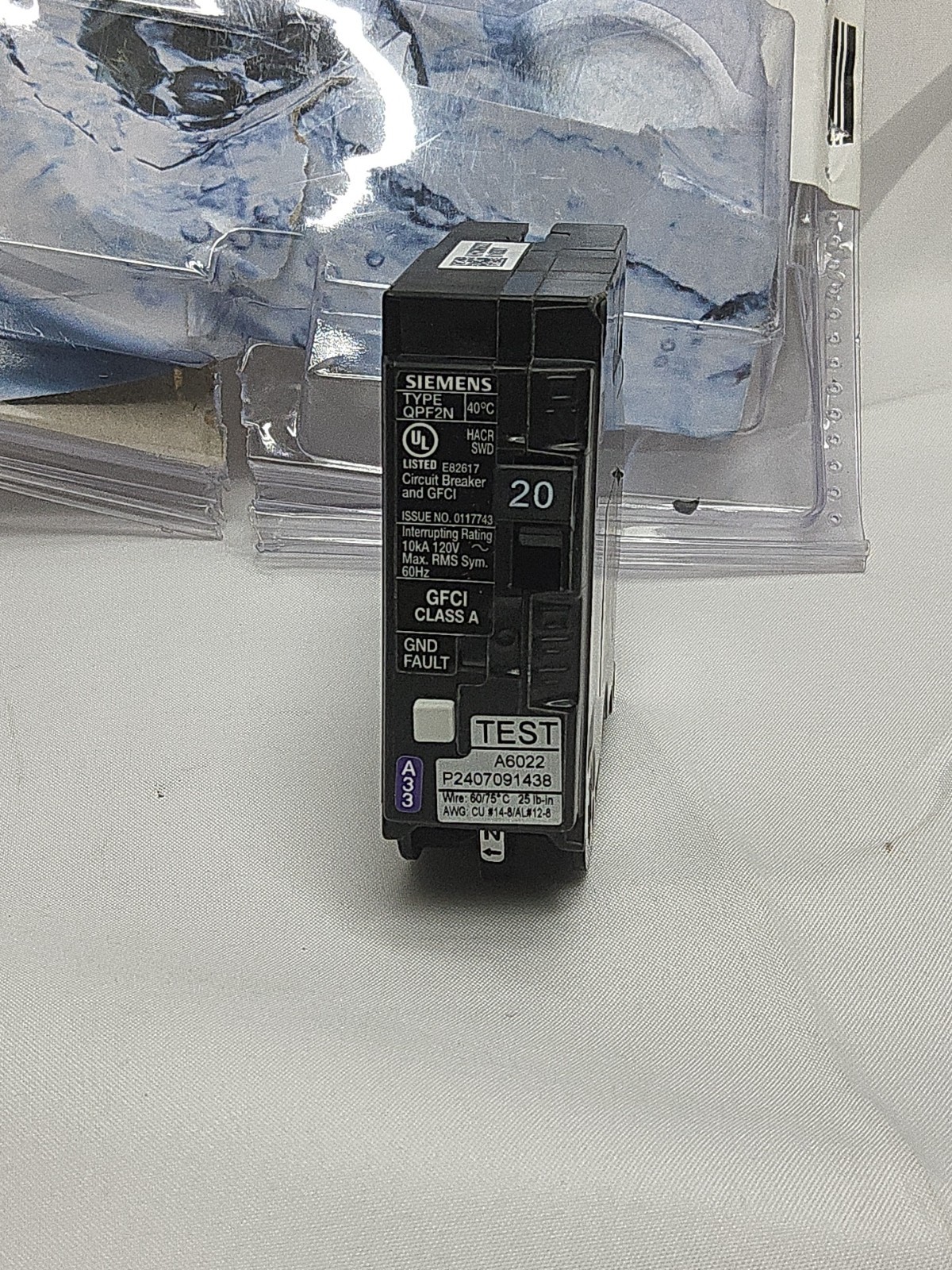 Siemens 20 Amp 20A Plug-On Neutral GFCI QF120ANP Type QPF2N Circuit Breaker!