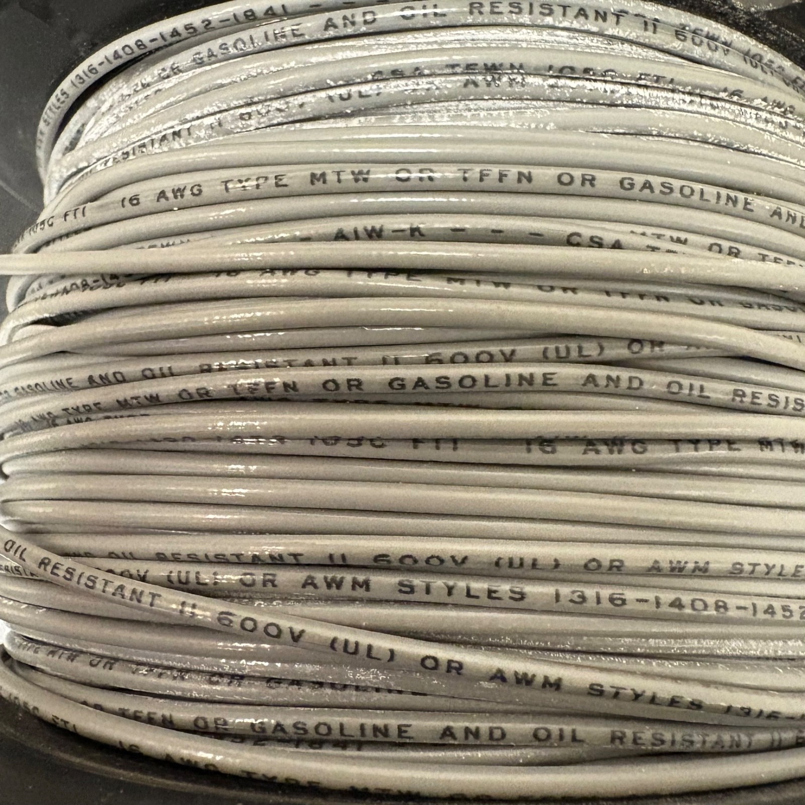 5.80 lbs. of 16 AWG Gray Copper Stranded Machine Tool Wire