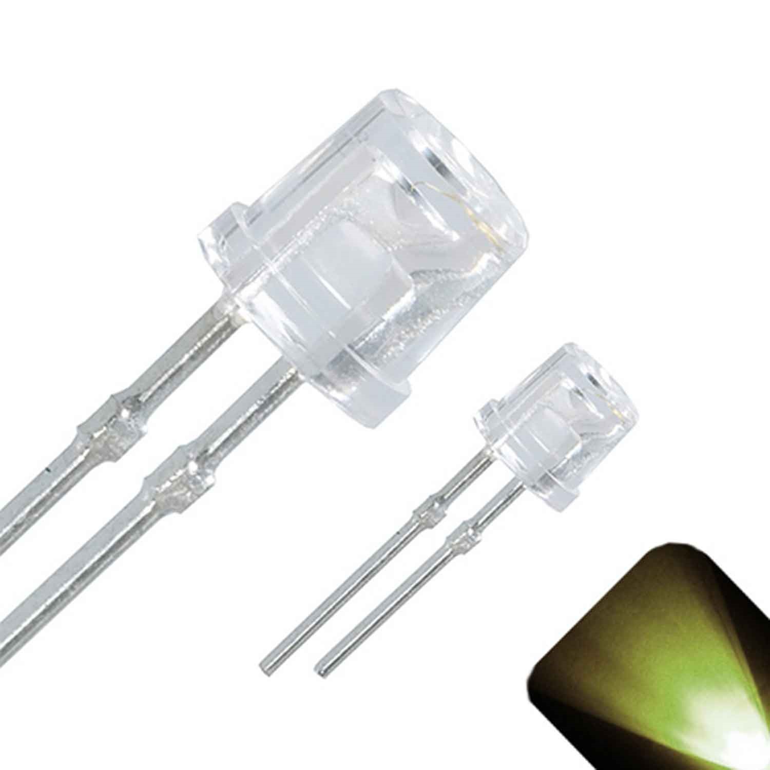 100 x LED 3mm Warm Soft White Ultra Bright Flat Top Wide Angle LEDs Light RC Car