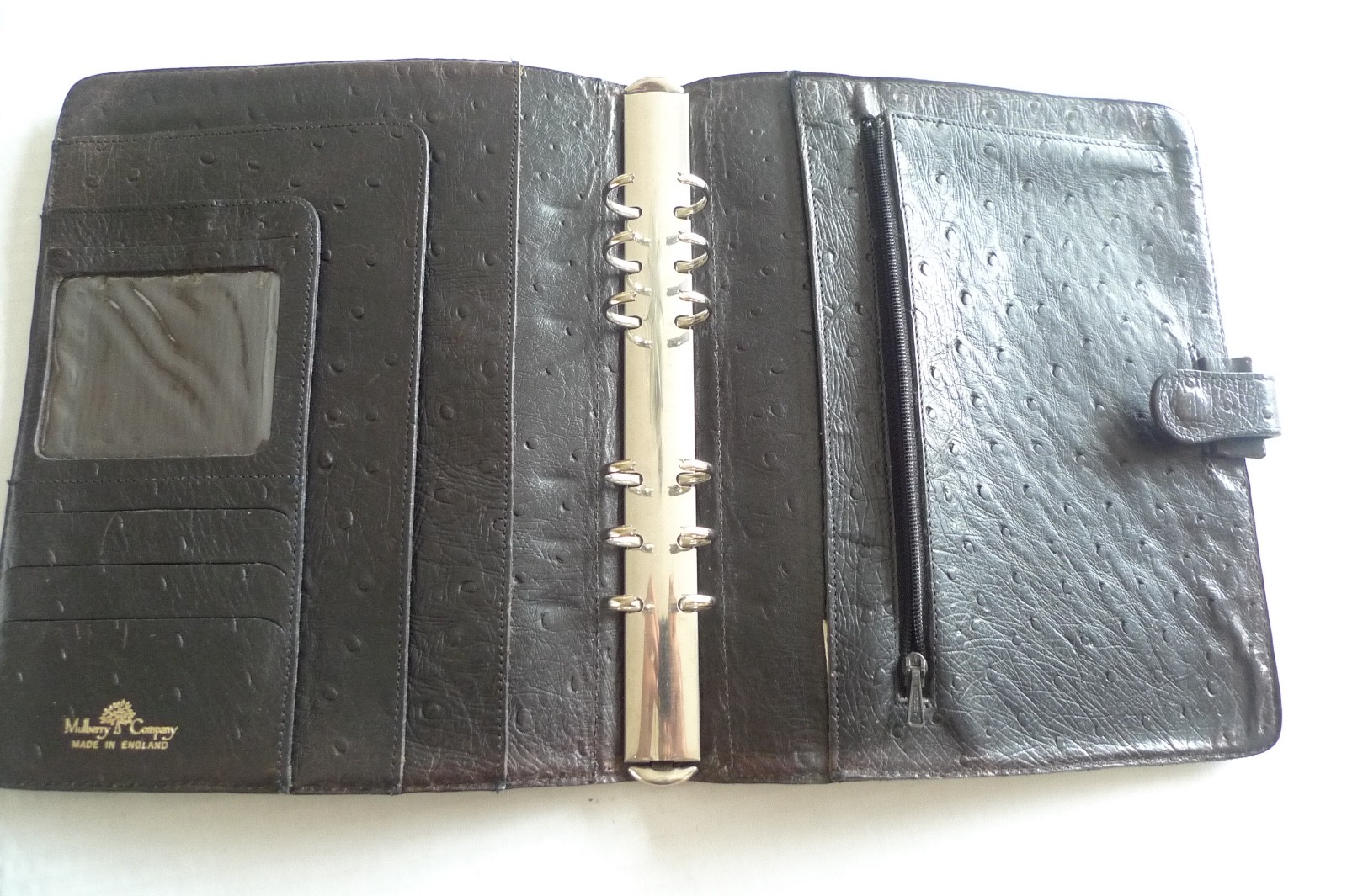 MULBERRY – A5 OSTRICH TEXTURED LEATHER PLANNER & PAPER SHEETS – MADE IN UK