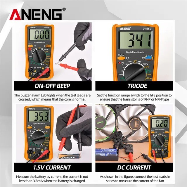 LCD Digital Multimeter AC DC Voltmeter Ammeter Ohmmeter Volt Tester Leads Meter