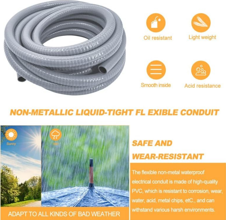 PVC Liquid-Tight Conduit – 2 Inch 25 Foot Flexible PVC Non Metallic Electrica…