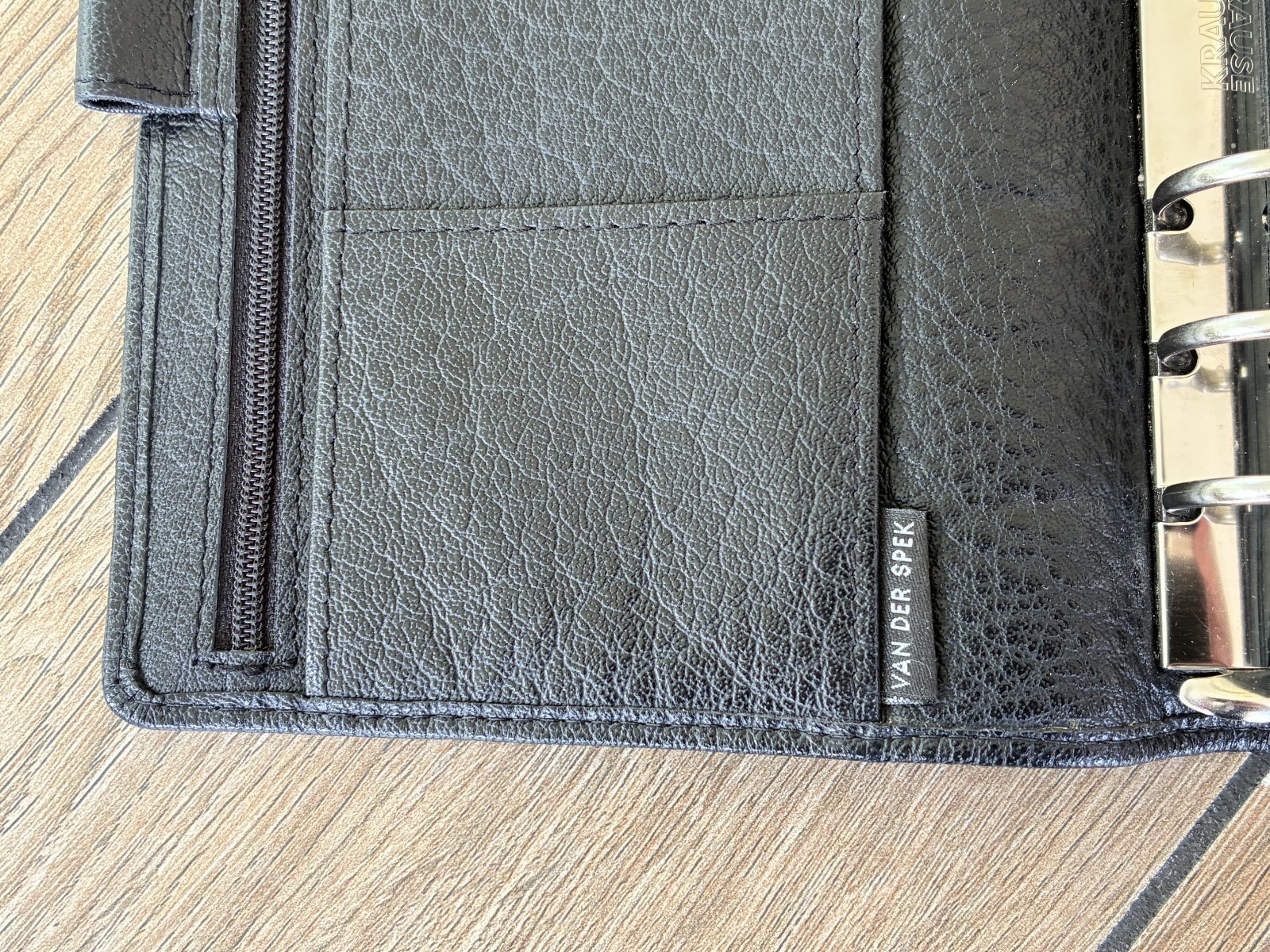 VAN DER SPEK Black Planner Cover for FiloFax Personal Size w/Leather Flyleaf