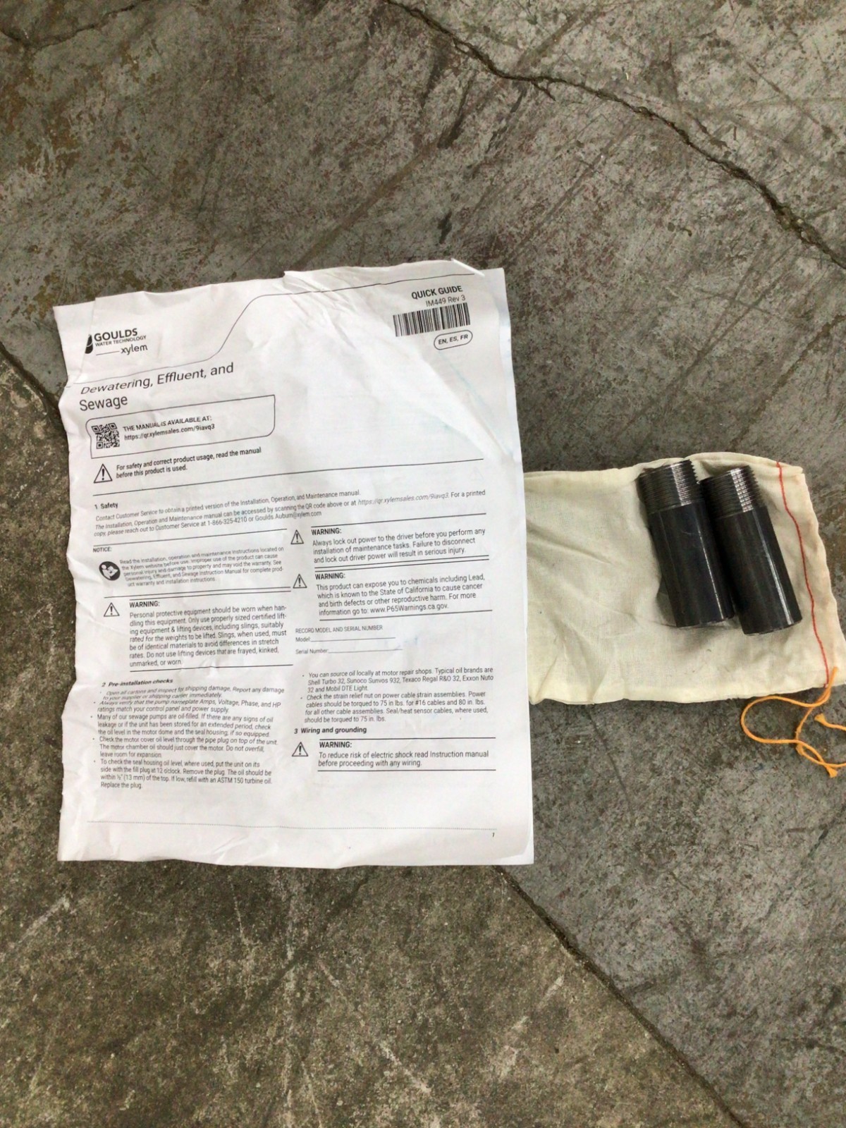 Goulds WS7534D4 Submersible Sewage Pump 7.5HP 460V 3 Phase