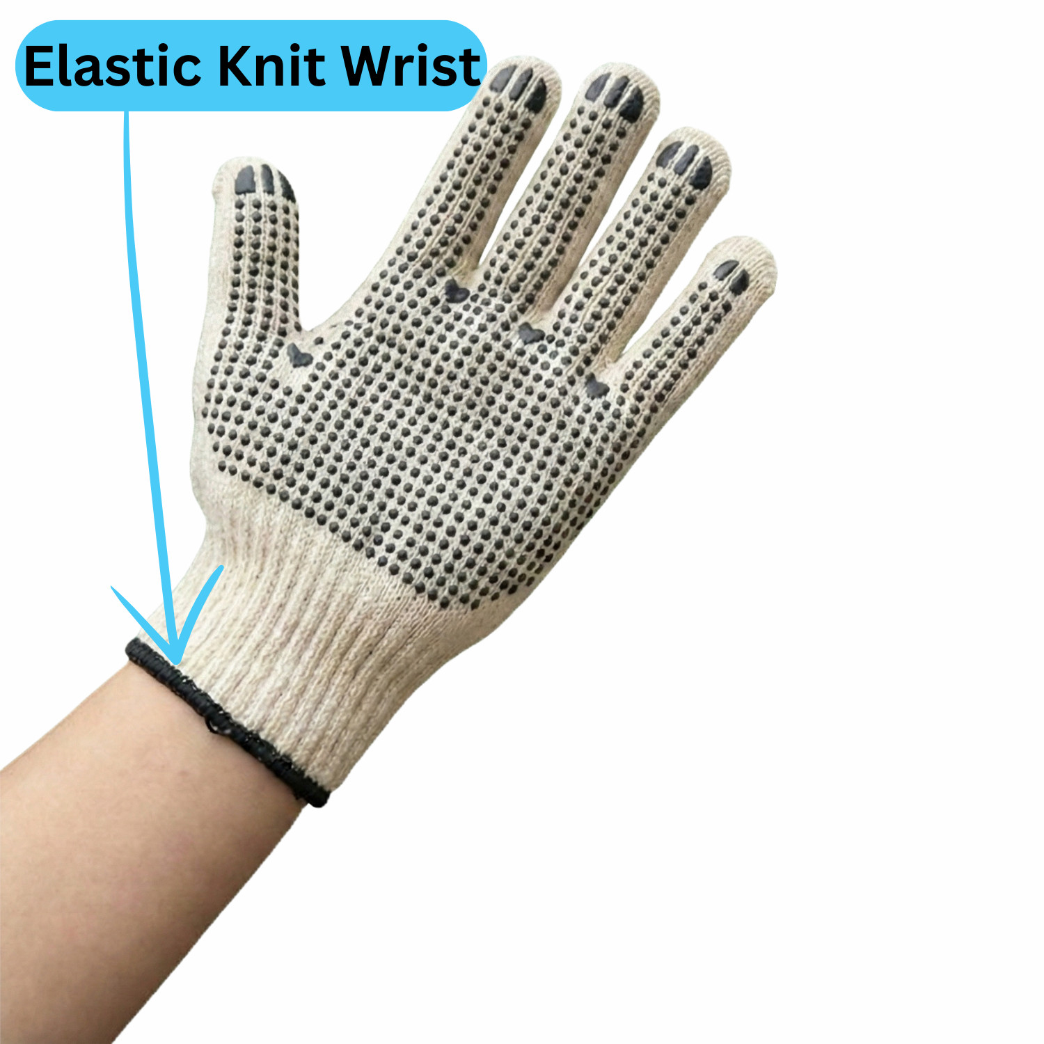 Black PVC Double Dot Work Gloves 12 Pairs (1 Dozen) Men’s Size