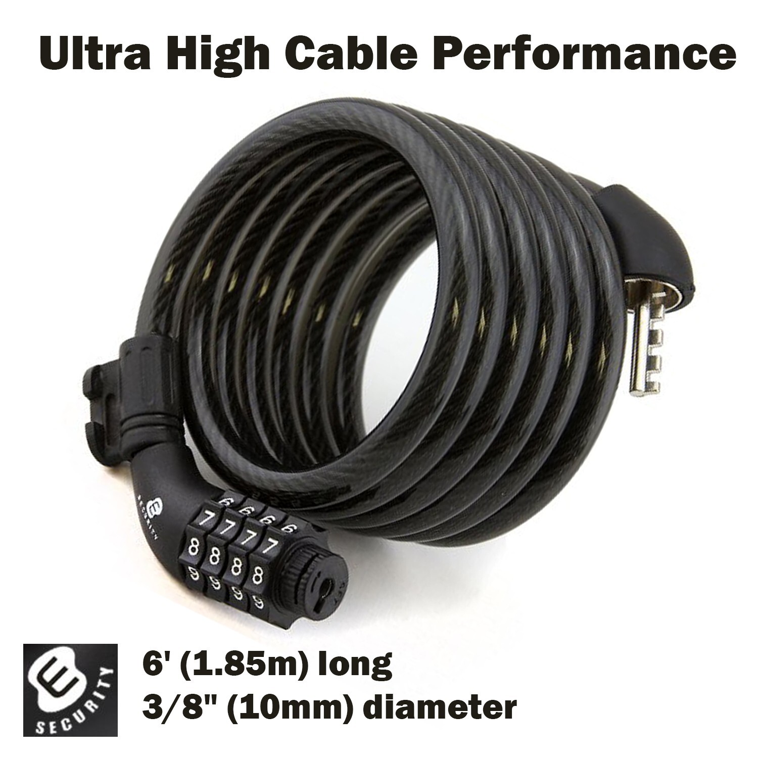 2-Pack ETRONIC 6 ft. Bike Lock Cable, Resettable Combo, Anti-Theft Security, BK