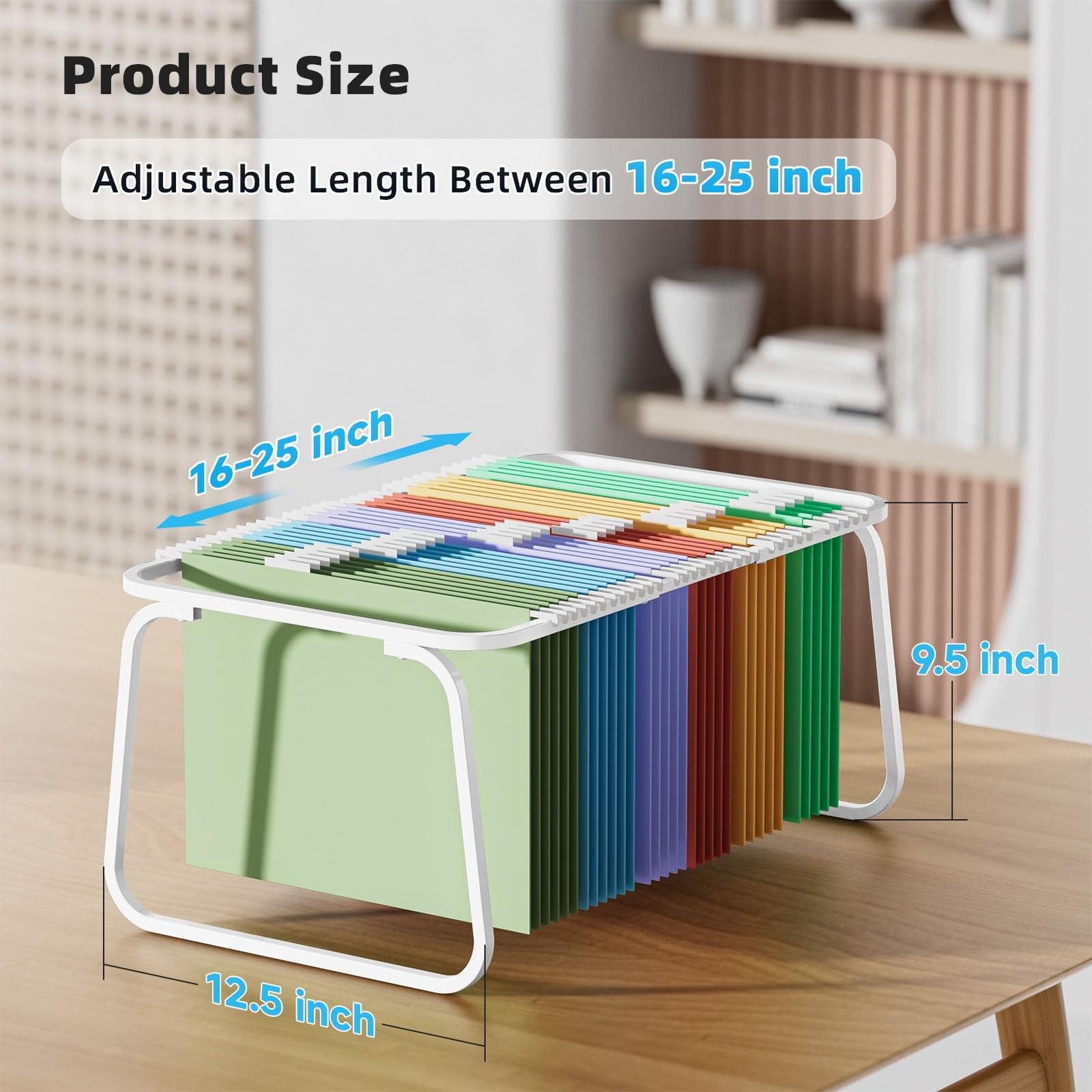 Hanging File Folder Frame, Adjustable Letter Size File Holder 16-25 Inches, M…