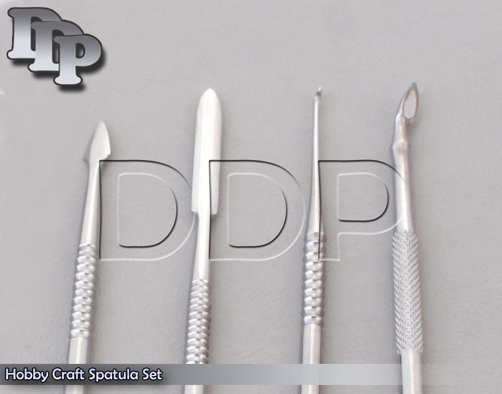 4 Pc Stainless Steel Dental Hobby Craft Spatula Set