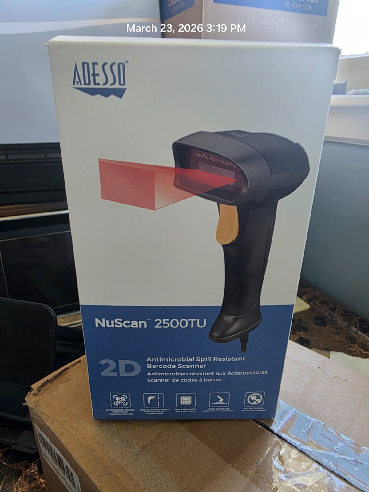 Adesso NuScan 2500TU Antimicrobial Spill Resistant Barcode Scanner |NUSCAN2500TU