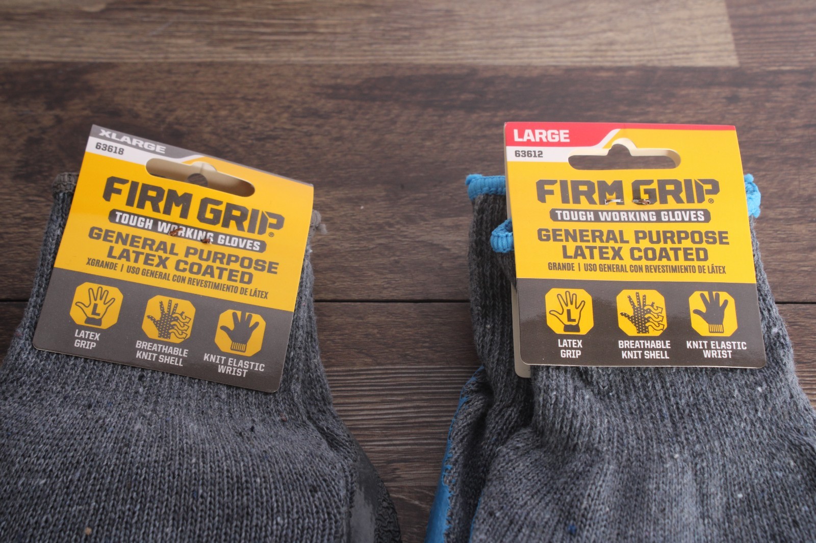 Firm Grip Tough Working Gloves General Purpose Latex Coated Large Or XL (2PK)