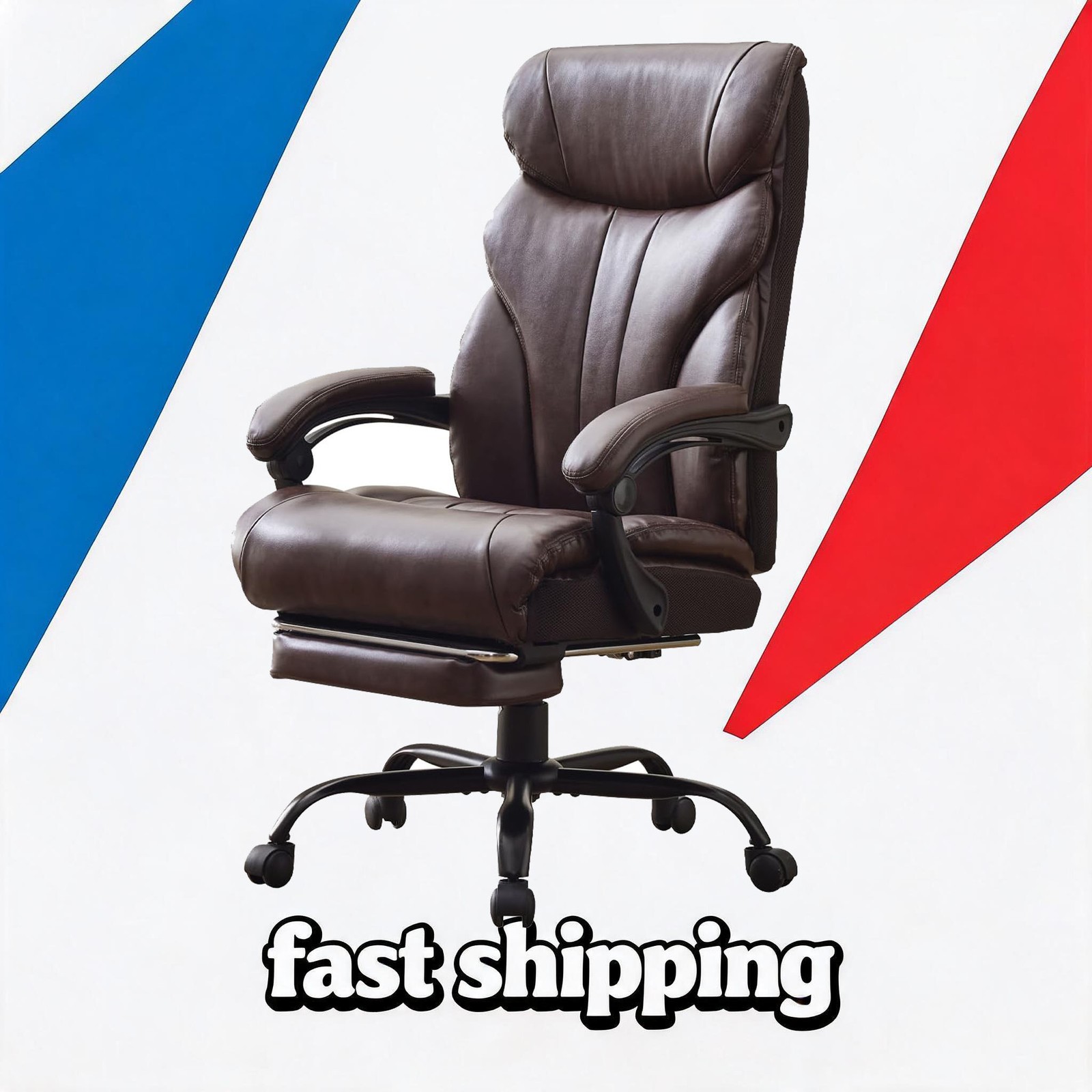 3 Soft Bags Ergonomic PU Tall Heavy Duty Executive Office Chair 500 LBS Brown