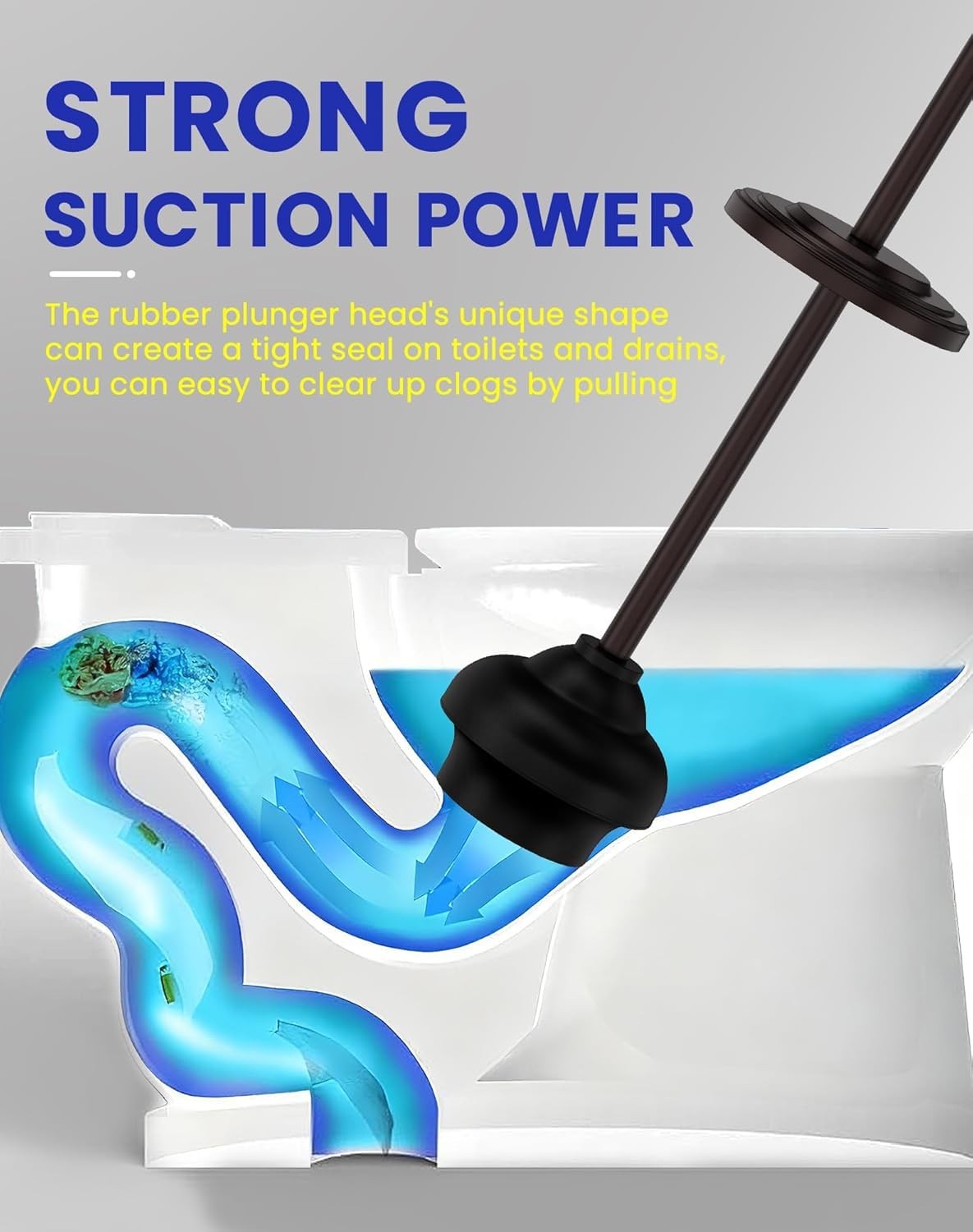 DOWRY Anti-Hand Off Toilet Plunger with Holder for 18.7In, Oil Rubbed Bronze