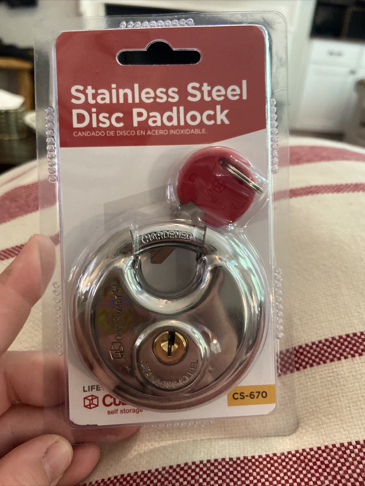 CubeSmart 2 3/4 Stainless Steel Disc Padlock CS-670 Storage Unit With Key