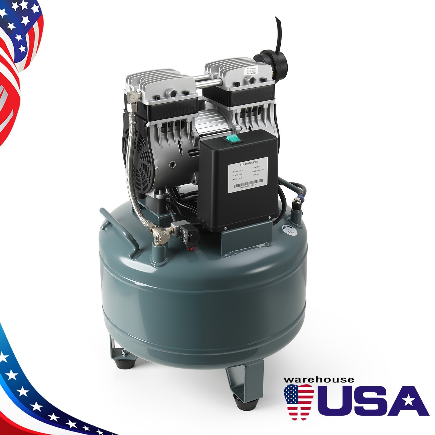 24L/40L Portable Dental Mobile Silent Oil-Free Air Compressor Pump FDA