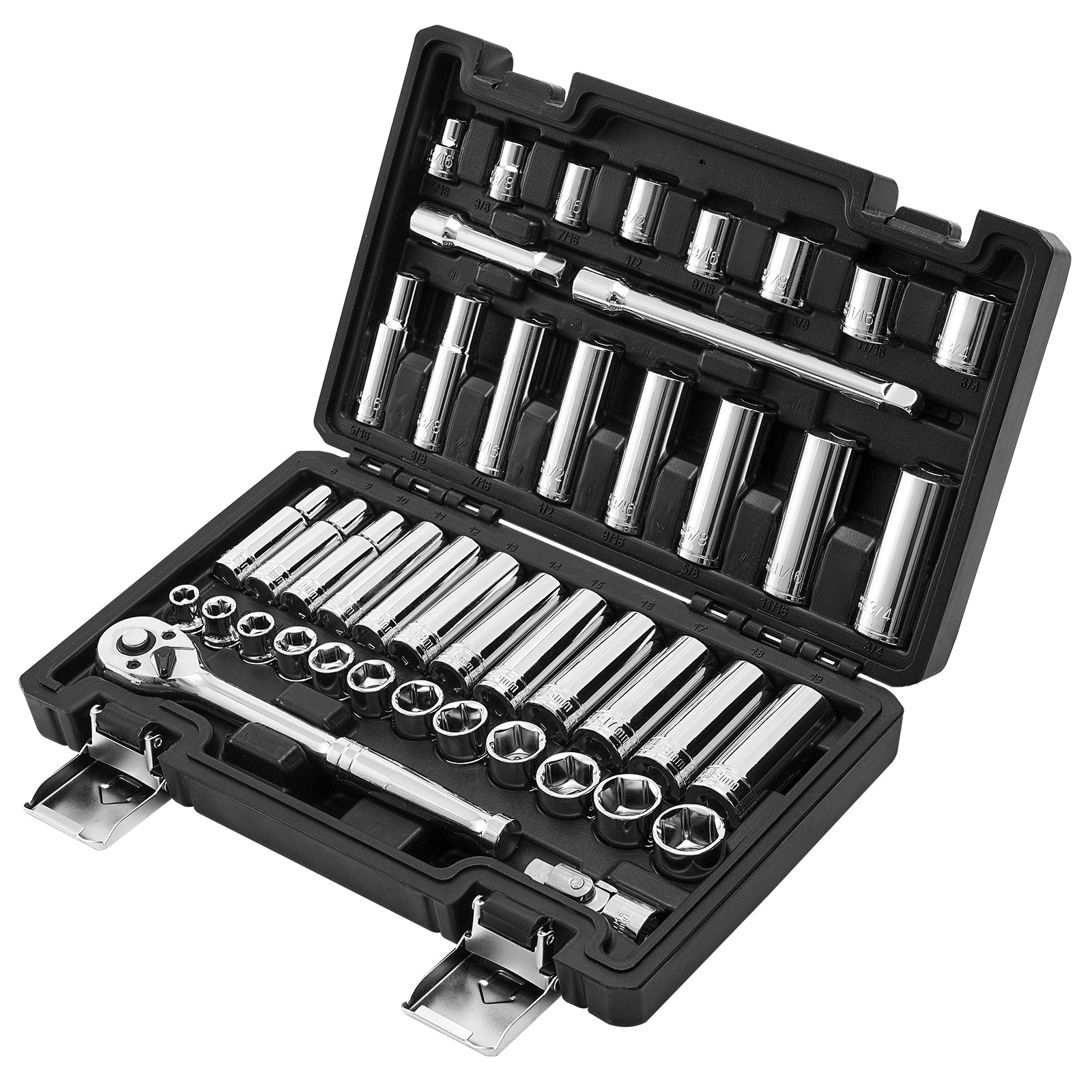 VEVOR Socket Set Socket and Ratchet Set 44 Pieces 3/8 inch Drive Auto Repair