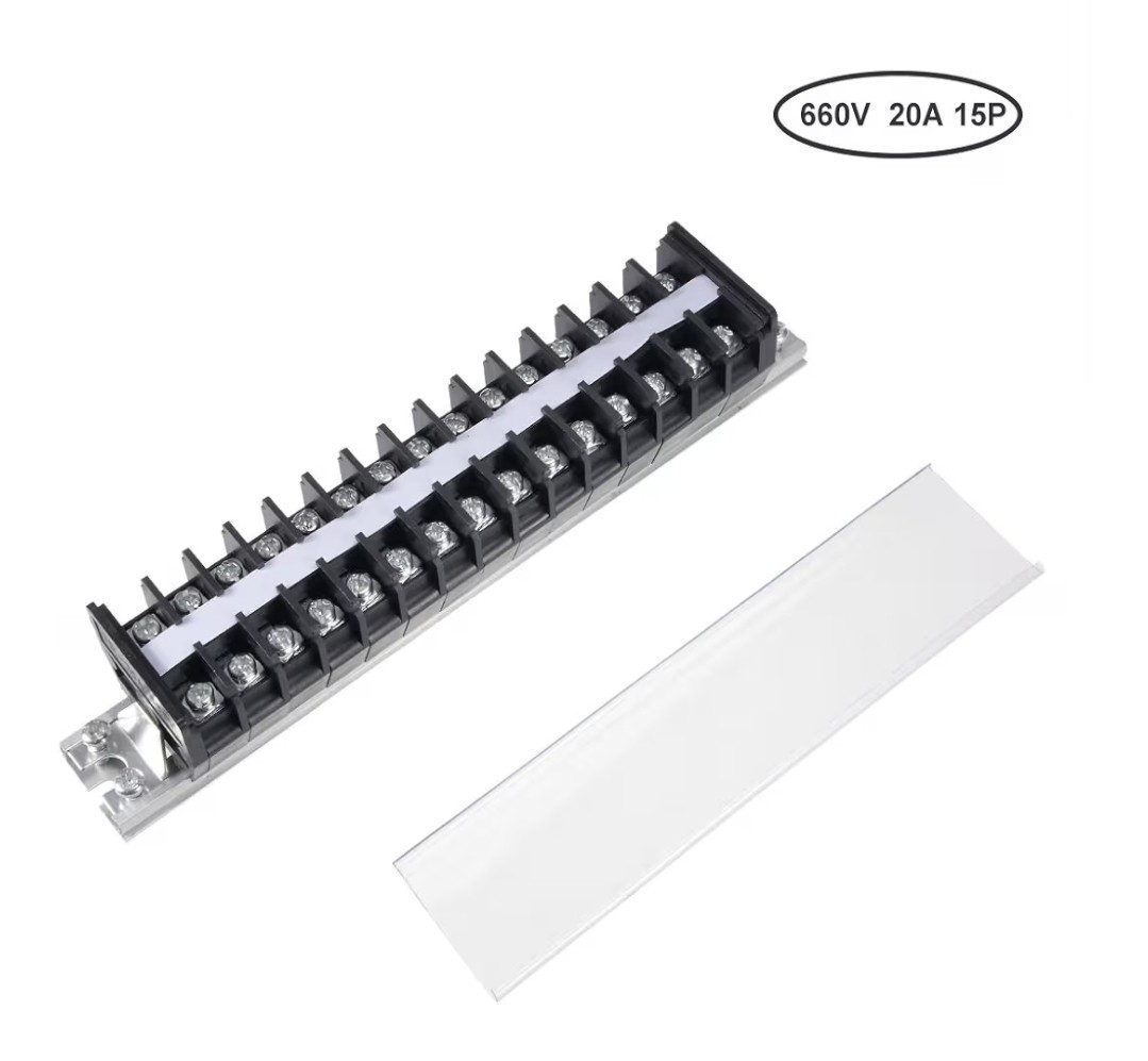 Barrier Terminal Strip Block 660V 20A Dual Row 20P DIN Rail Base Screw Connector
