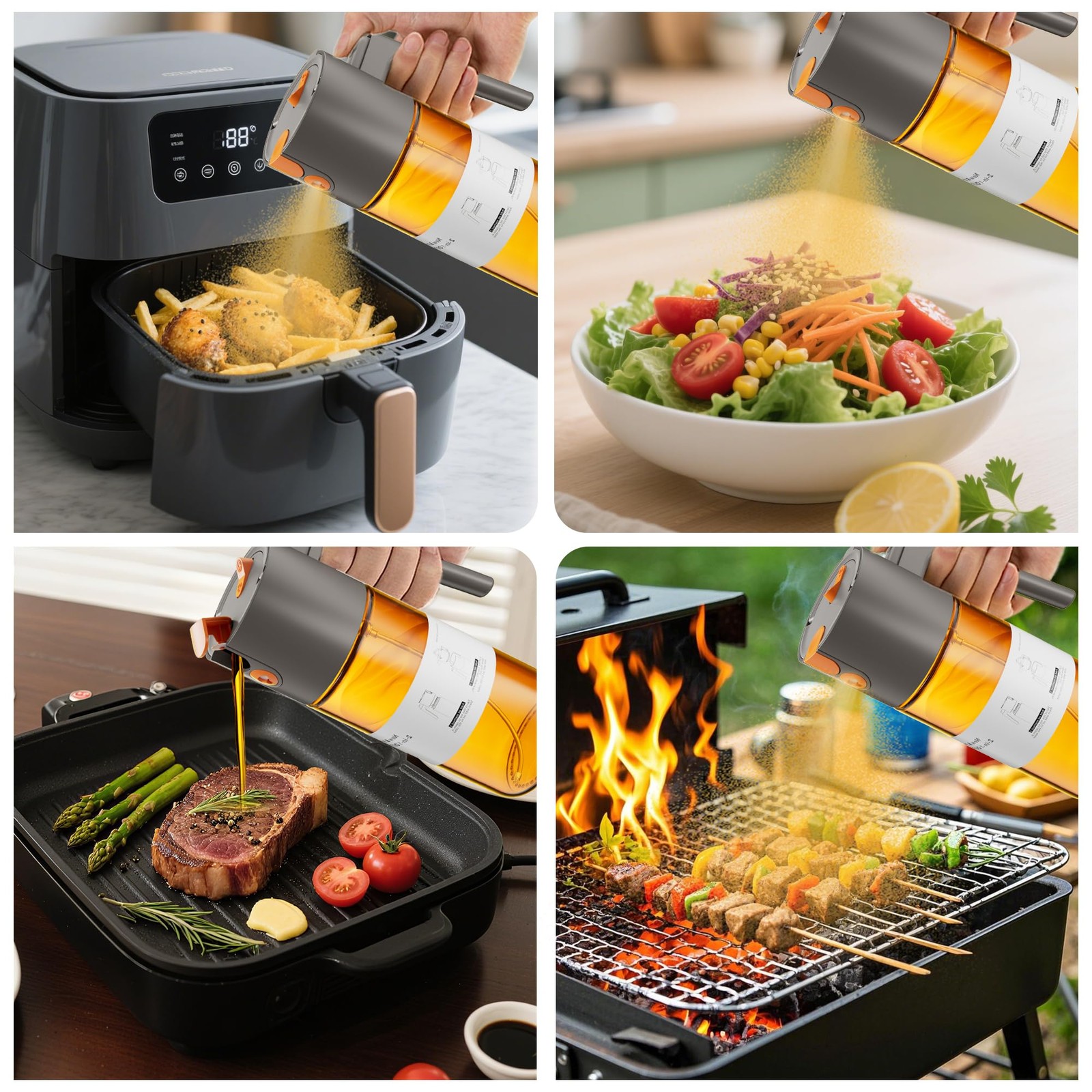 LAKUMIQI Upgrade 2 in 1 Oil Sprayer for Cooking, Olive Oil Dispenser Bottle for