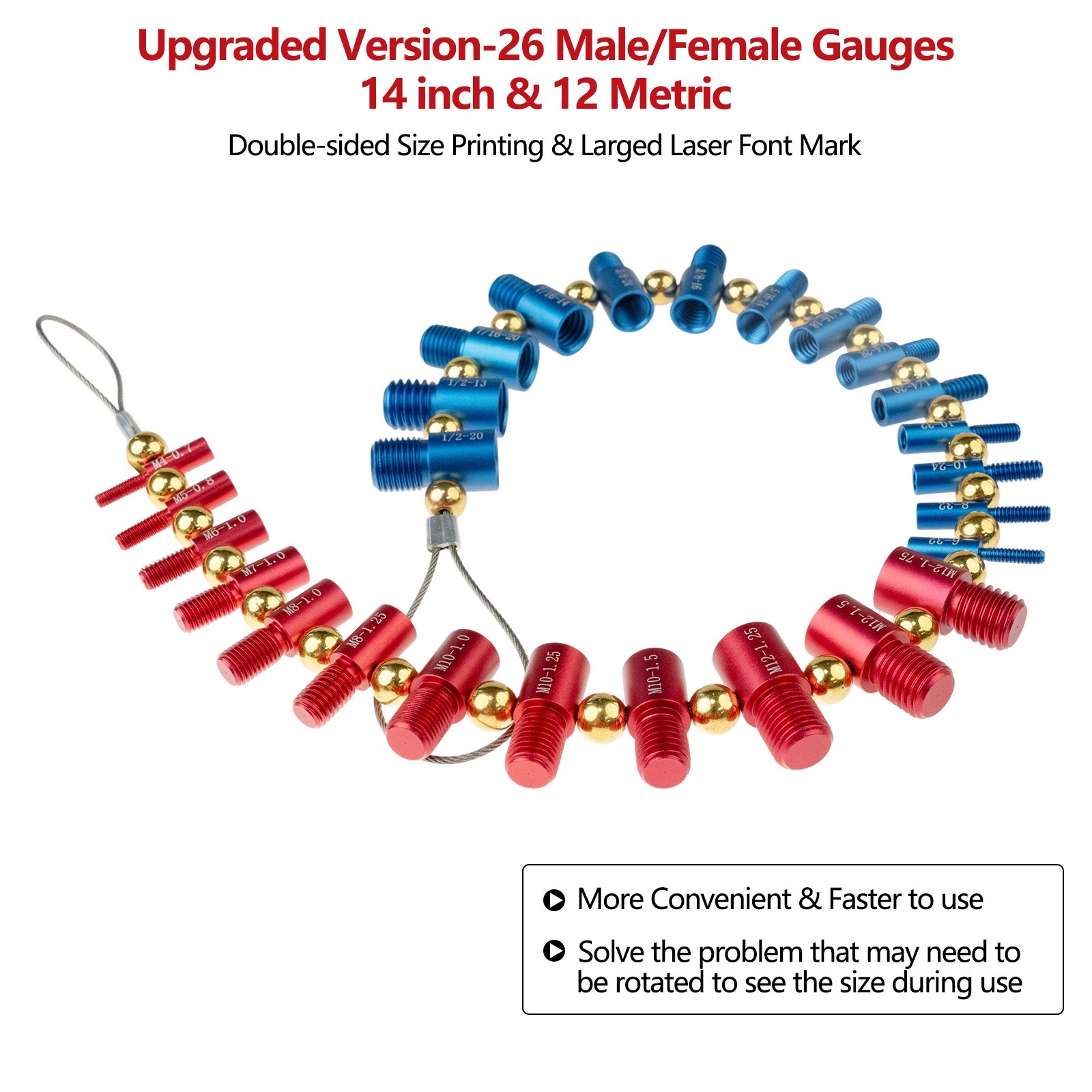 Nut and Bolt Thread Checker Inch & Metric Thread Gauge Nut and Bolt Size Gauge N