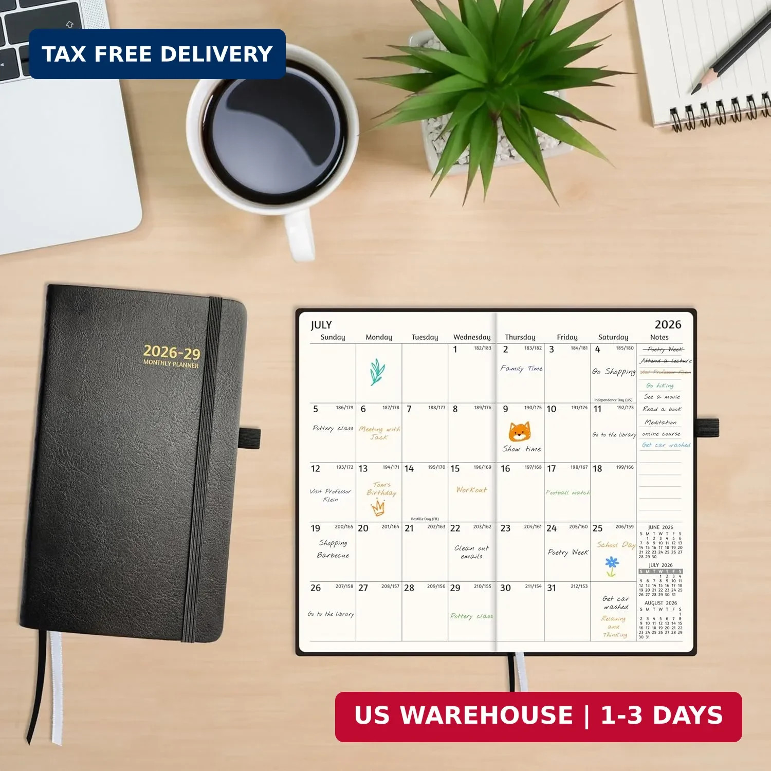 2026-2029 Pocket Monthly Planner, 3 Year Calendar 2026-2029, 6.2» x 3.6» x 0.6
