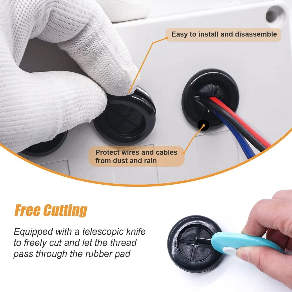 53Pcs Rubber Grommet Kit,6 Size (5/8″ 13/16″ 7/8″ 1″ 1-3/16″ 1-1/2″) Drill Hole