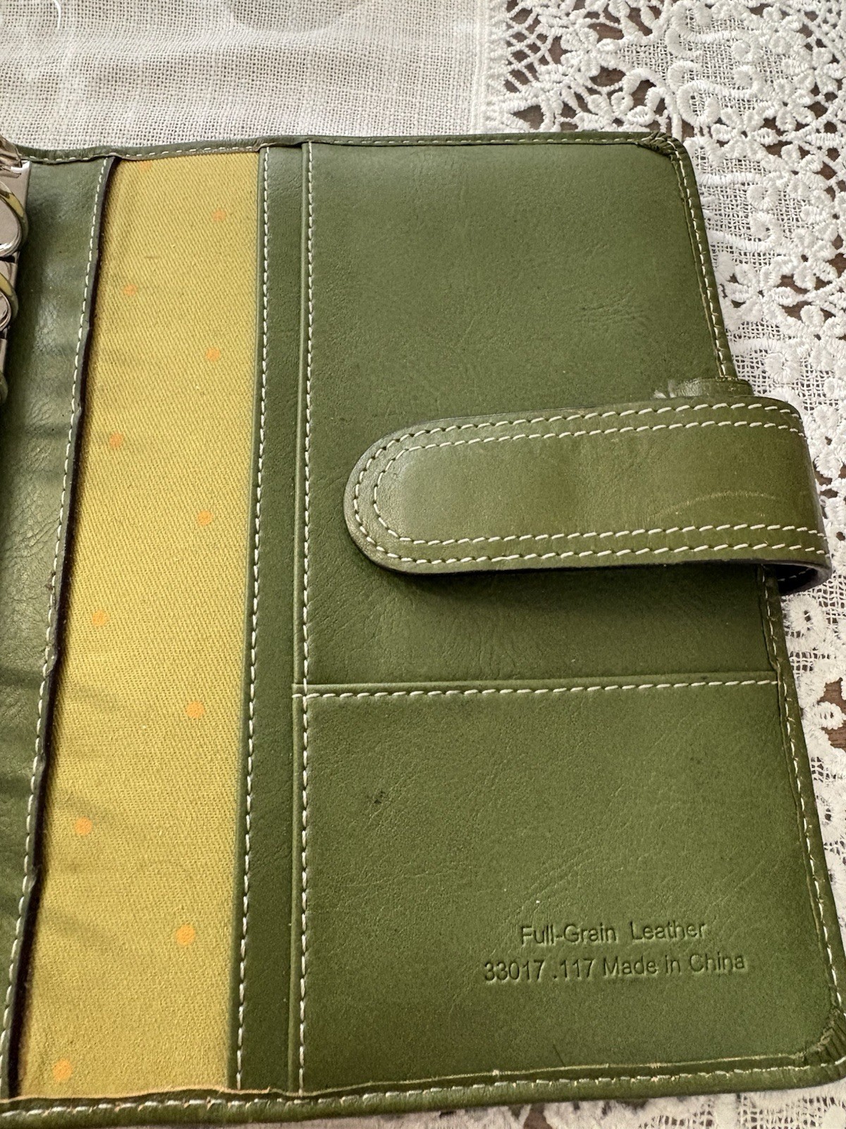 Franklin covey Compact Vintage Charlotte Full Grain Leather Olive/Green Color