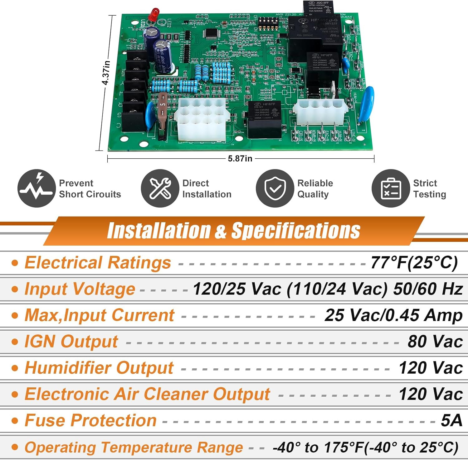 Furnace Control Circuit Board for Trane, White-Rodgers, American Standard