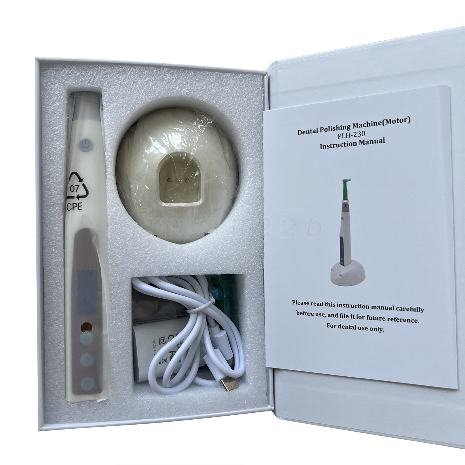 Dental Cordless Electric Hygiene Prophy Handpiece 360° Swivel + 2 Prophy Angles