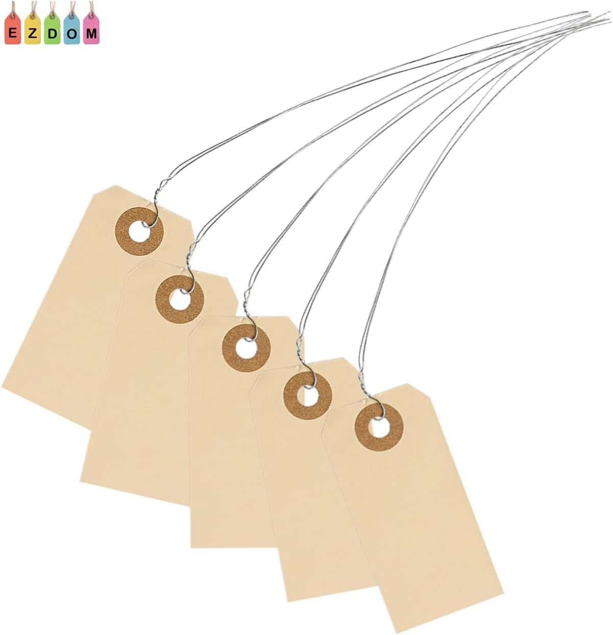 Shipping Tags with Wire Ties #1-2 3/4” x 1 3/8” – 250 Blank Manilla Tags with Wi