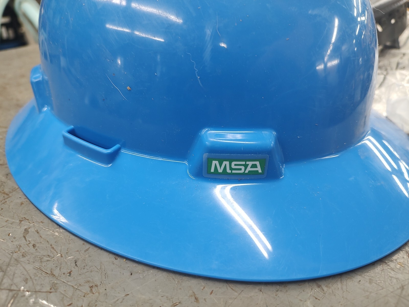 MSA Safety 475368 Full Brim Hard Hat, Type 1, Class E, Ratchet (4-Point), Blue