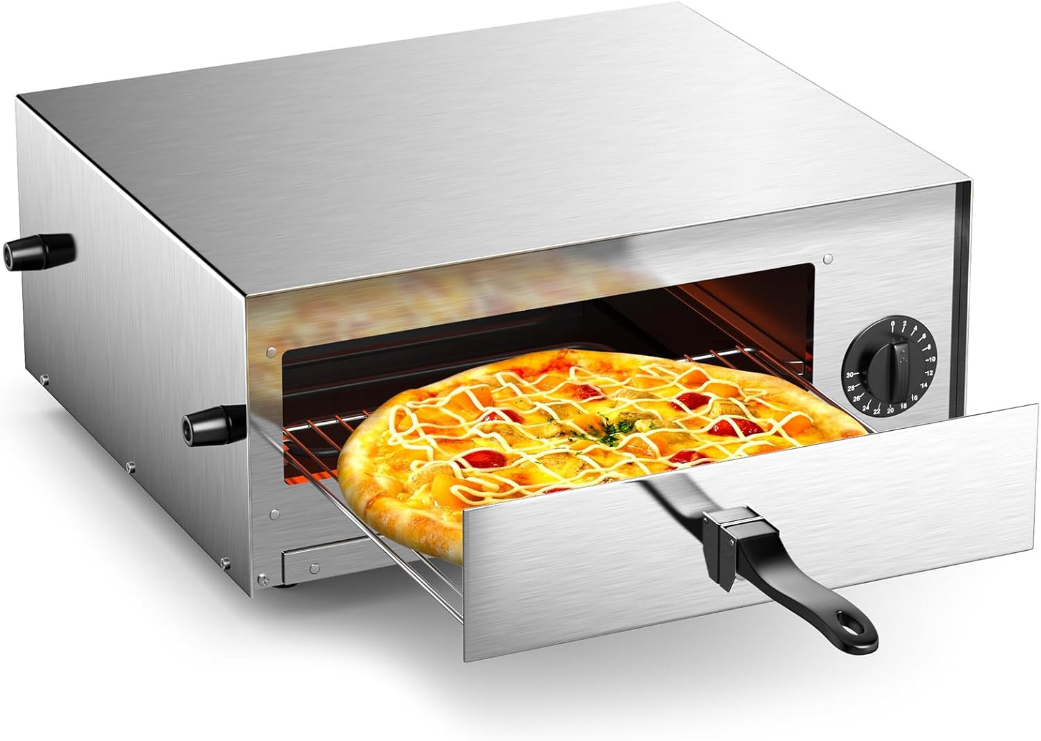 Electric Pizza Oven,Indoor Pizza Oven with Handle & Removable Tray and 30Mins Ti