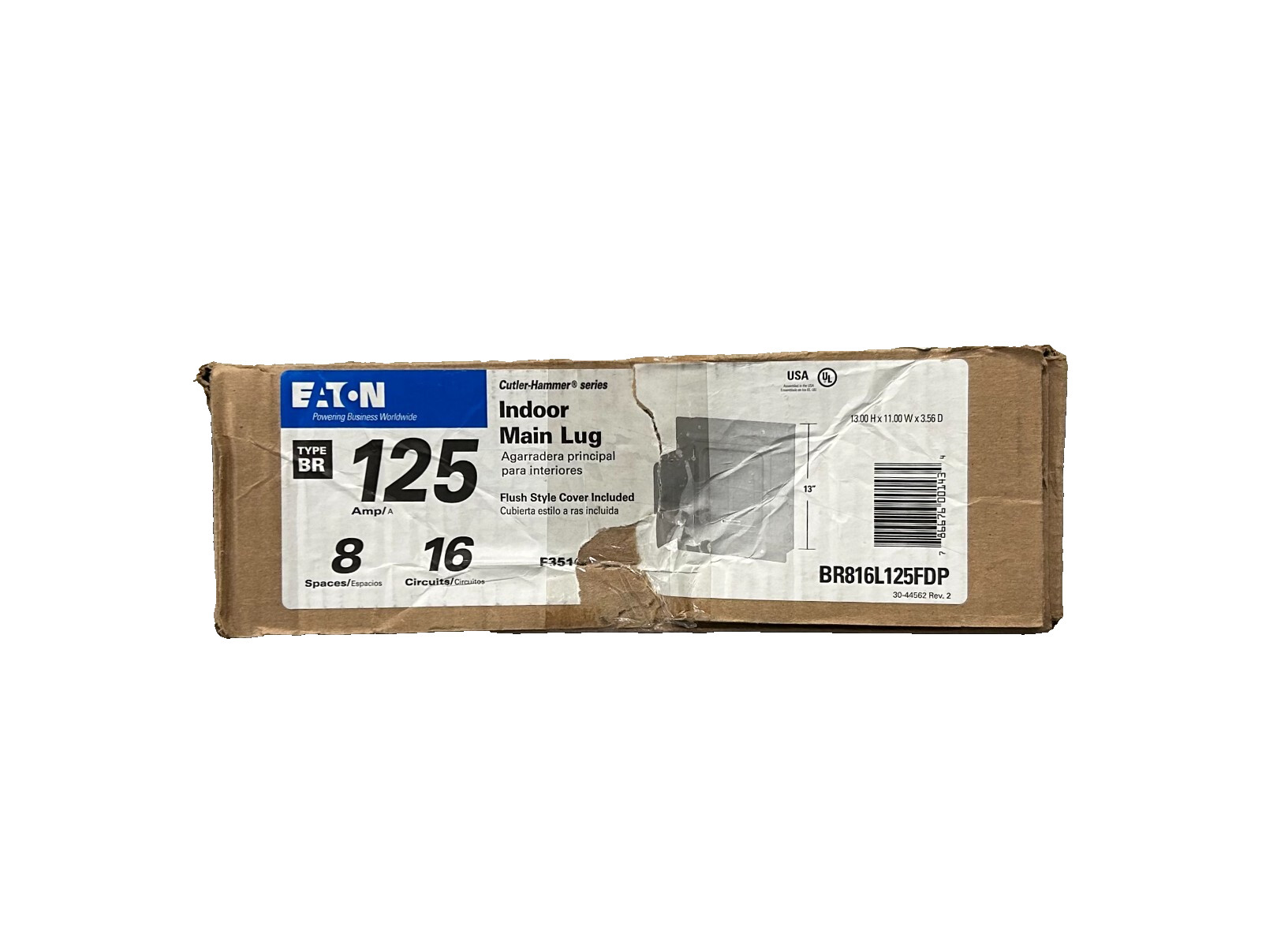 Eaton BR816L125FDP Indoor Main Lug 125A 8-Spaces 16-Circuits