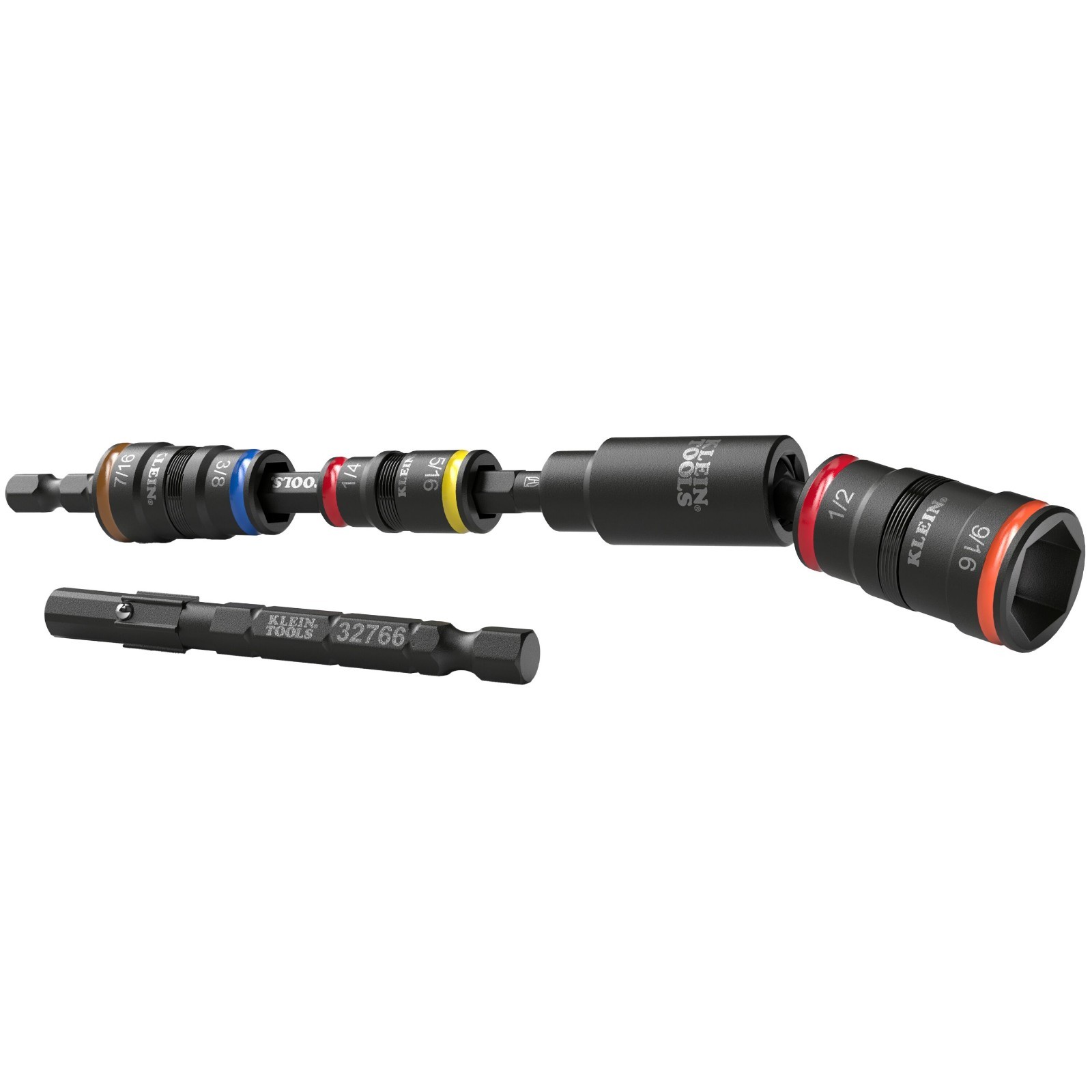 KLEIN TOOLS 32984 IMPACT FLIP SOCKET SET SITH SWIVEL ADAPTER NEW