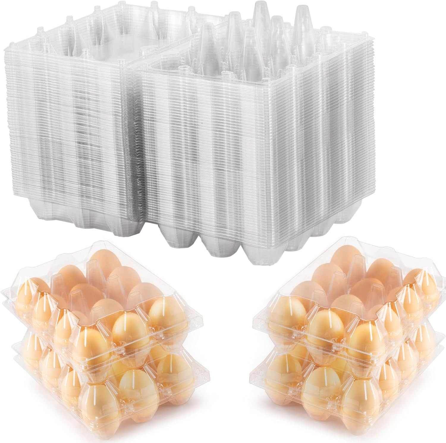50 Packs Egg Cartons Cheap Bulk,Plastic for 12 Eggs, Clear Egg Cartons 3 * 4 G