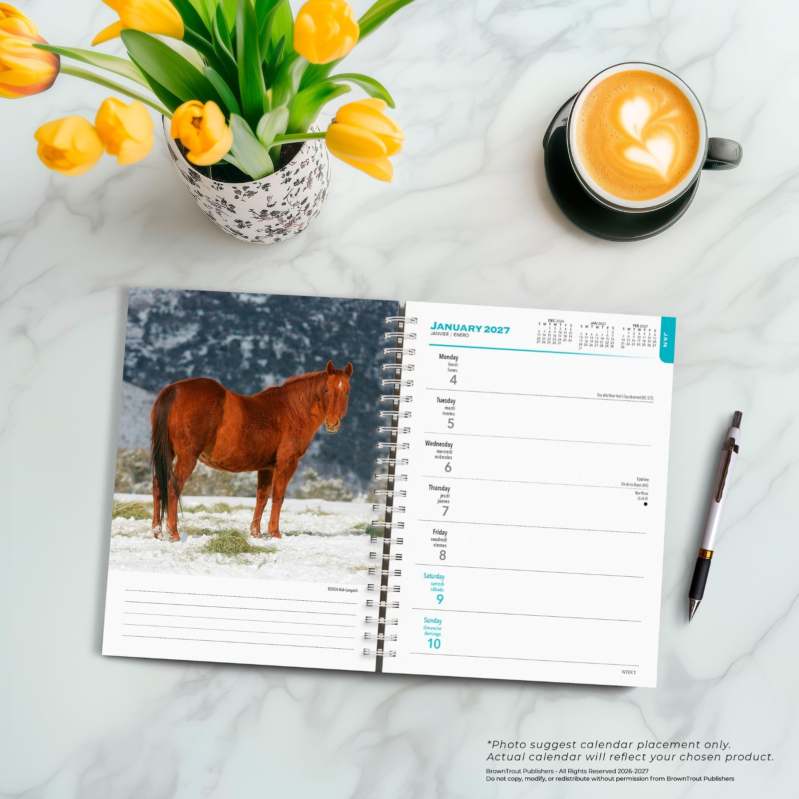 Horse Lovers | 2027 6×7.75″ Spiral-Bound Wire-O Engagement Planner Calendar