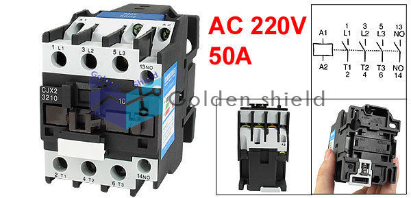 CJX2-3210 3 Phase 3P NO AC Contactor DIN Rail Mount 220V Coil 660V 50A✦Kd