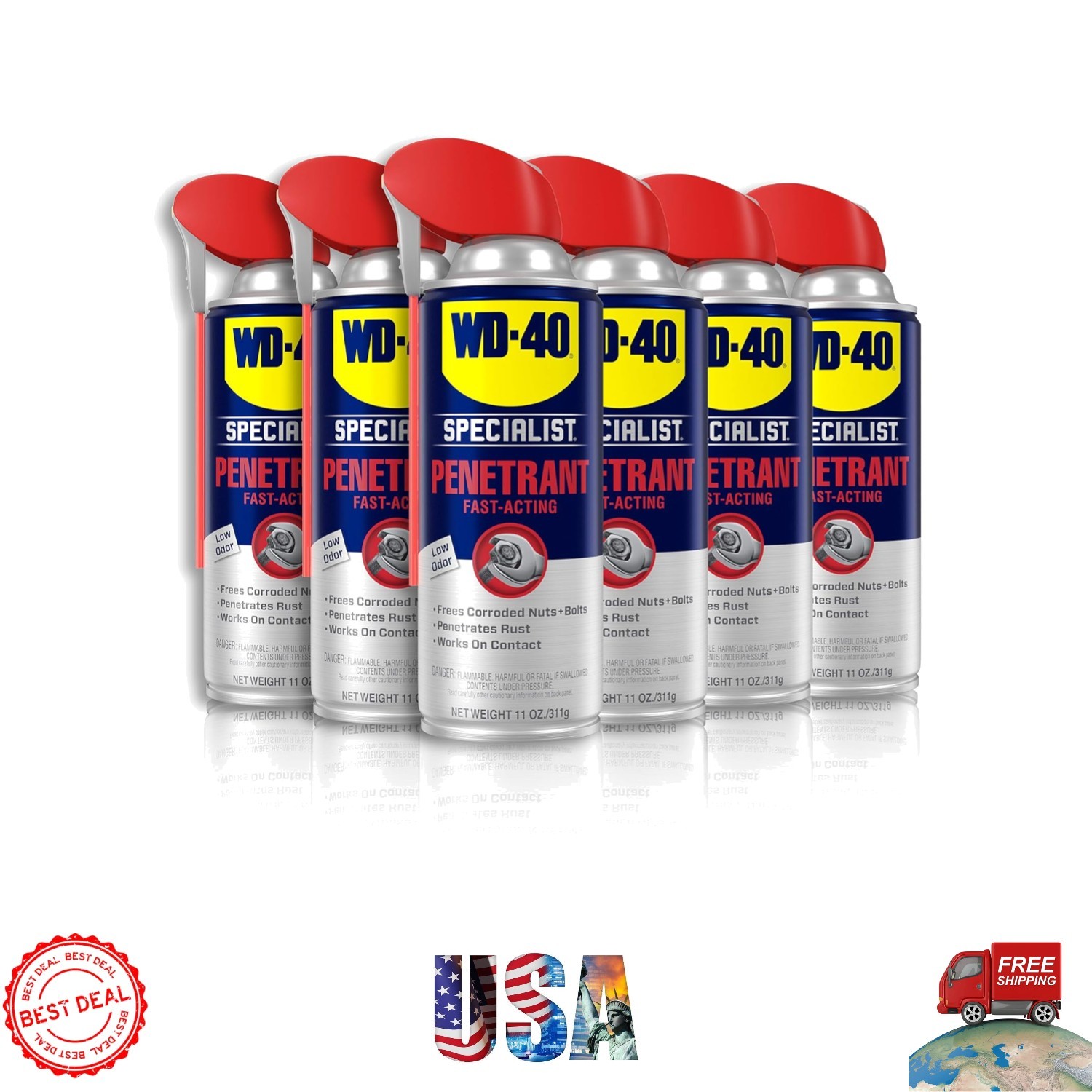 Quick-Acting Penetrant with Smart Straw Sprays, 11 Oz (6-Pack) for Effective Use